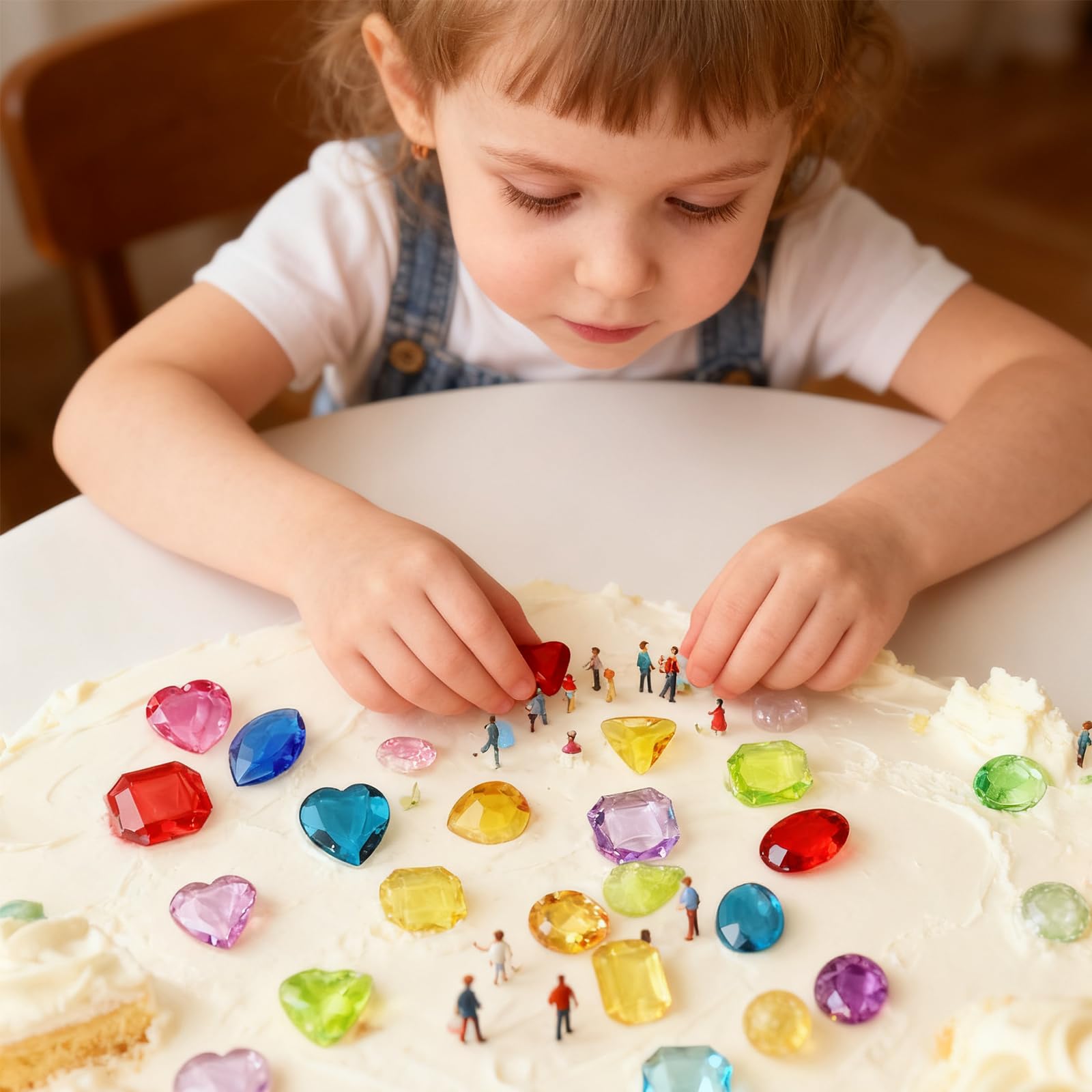 128 Pieces Gemstones for Kids Diamonds Crystals & Fake Jewels, Multi-Color Acrylic Diamonds, Stick On Gems - Image 3