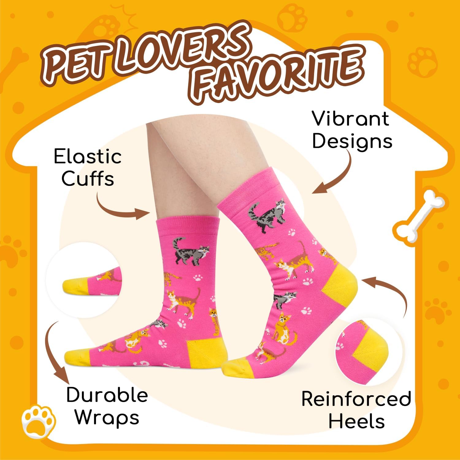 HAPPYPOP Cat Dog Pet Gifts - Cute Novelty Cat Mom Dad Socks for Animal Lovers Teens - Image 3
