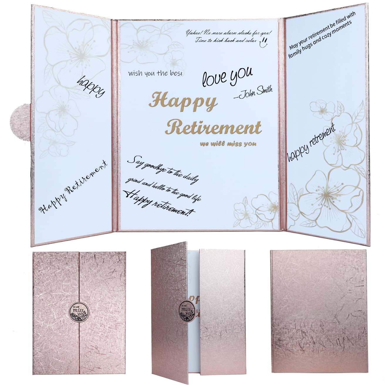 Retirement Party Decorations, Pink Retirement Guest Book Alternative, Large Retirement Card for Woman Man, Happy Retirement Gifts Signature Board Book