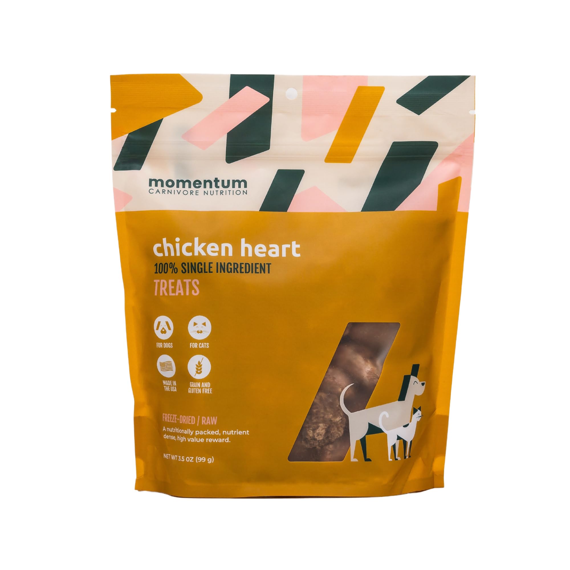 Momentum Carnivore Nutrition Freeze–Dried Chicken Heart- Single-Ingredient Raw Dog & Cat Treats – High-Protein, Grain-Free Snacks for Pets