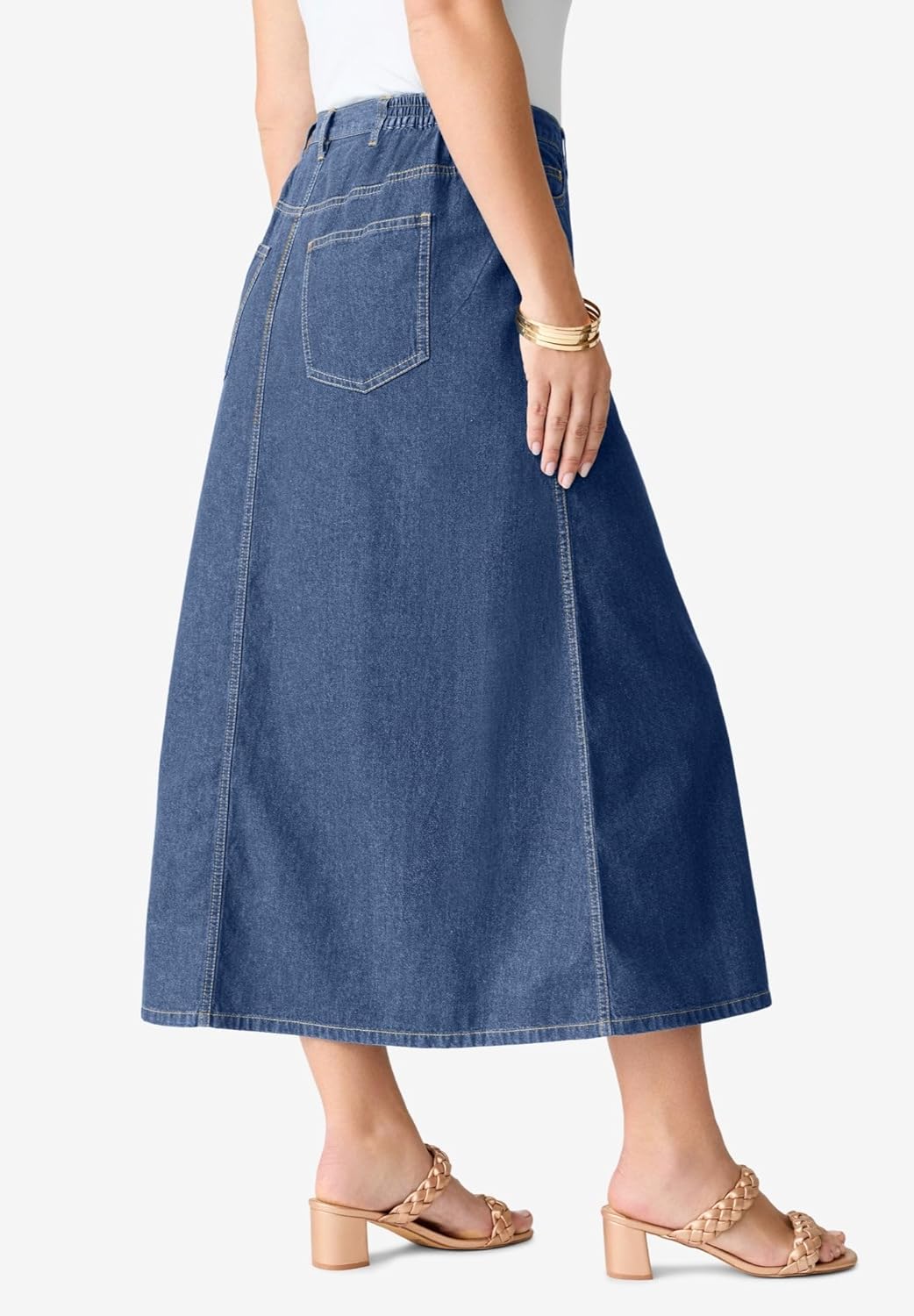 Roaman's Women's Plus Size Complete Cotton A-Line Skirt