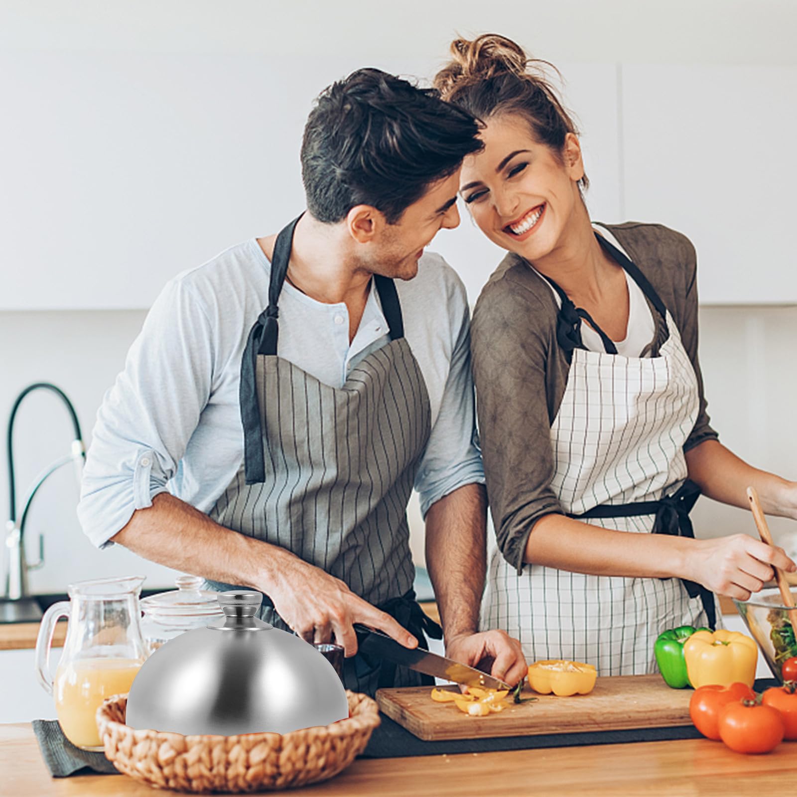 Coperchio per Alimenti in Acciaio Inox 26 CM, Copertura per Verdure e Bistecche, Protezione Alimentare per Ristoranti e Cucine Professionali