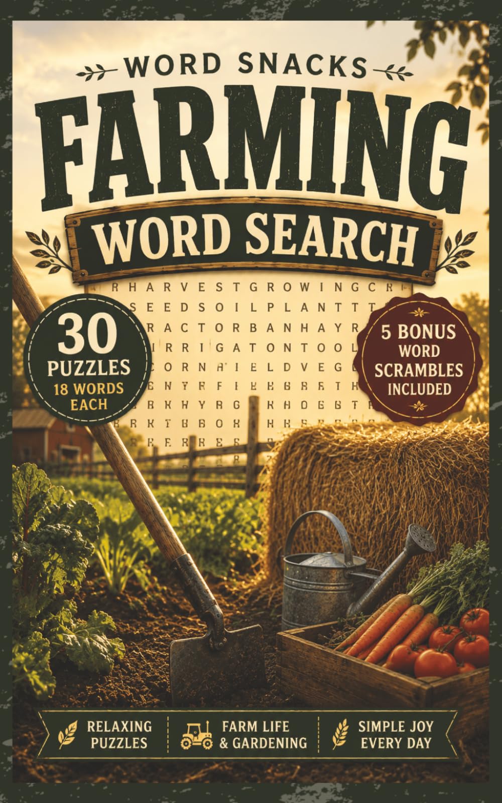 Farming Word Search | Word Snacks Edition: 30 Farm-Themed Word Search Puzzles with Bonus Word Scrambles | Relaxing Country-Inspired Brain Games for Adults
