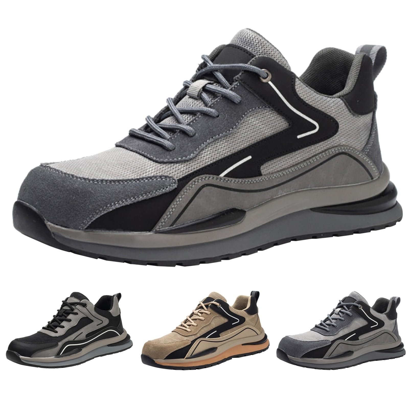 Męskie buty trekkingowe, ochronne buty trekkingowe, wytrzymałe, swobodne sneakersy, antypoślizgowa gumowa podeszwa, wytrzymała przyczepność na terenie i przemysłowa odzież robocza