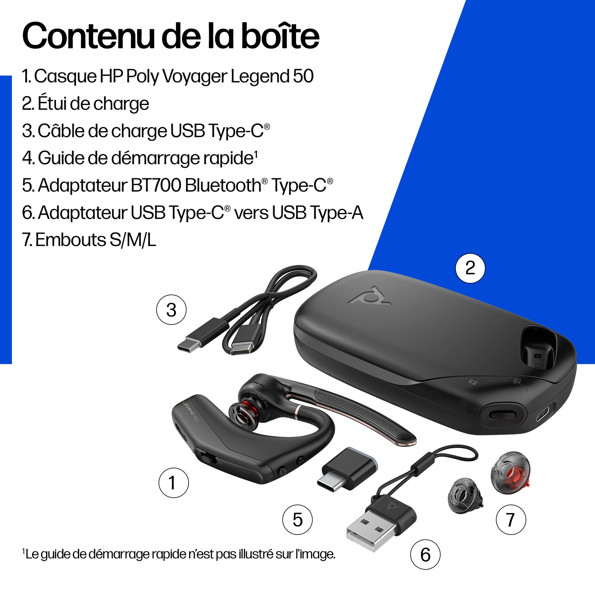 Poly Voyager Legend 50-M Casque UC avec Quatre Microphones, Annulation du Bruit, Technologie Noise Block, étui de Charge Portable, capteurs intelligents, Commandes Rapides