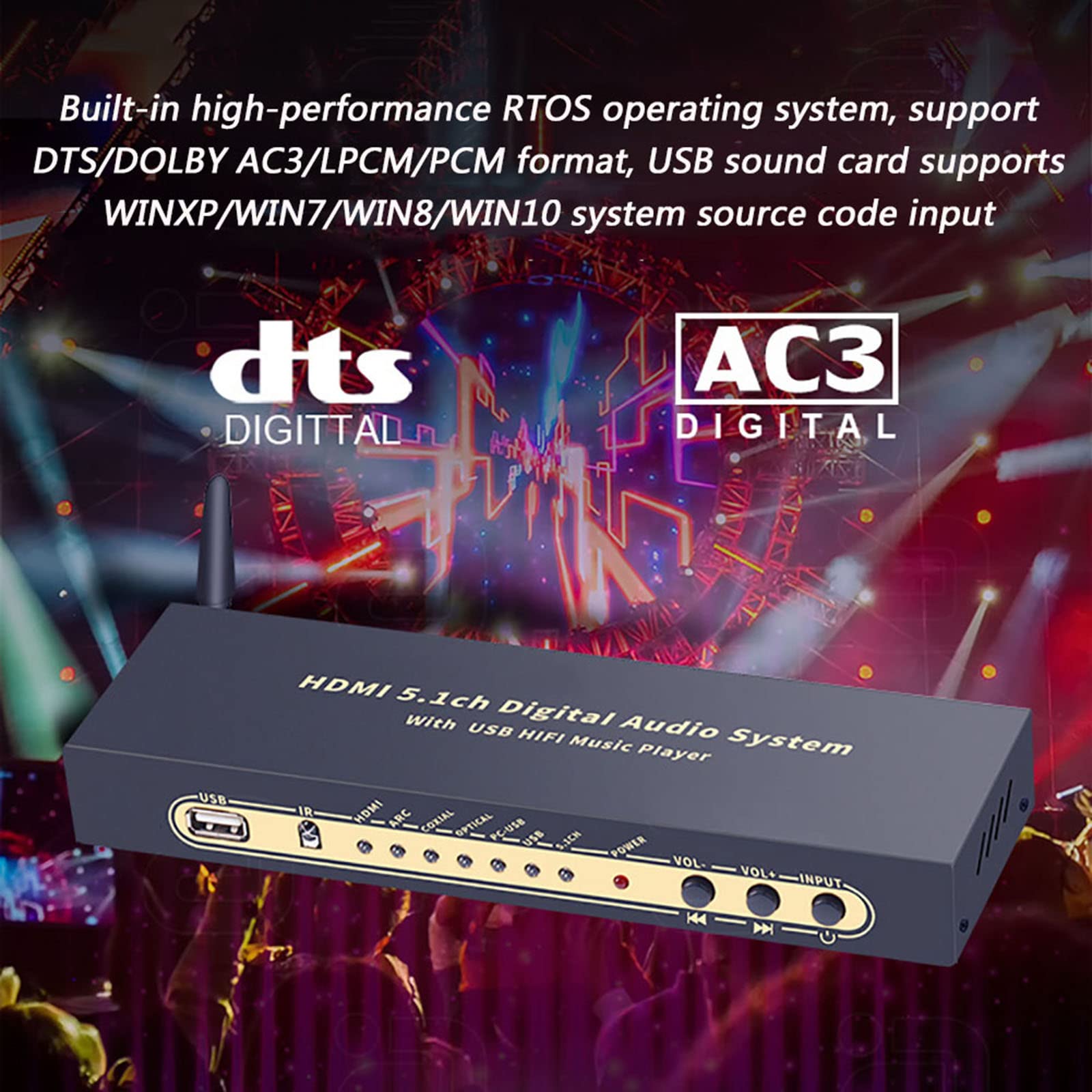 Audio-Decoder, Digital-Analog-Wandler, Audio-Konverter, DTS Dolby Hard Decoding, U Disk HDMI Bluetooth 5.0 Fibra Ottica Arc Coassiale, DAC DTS AC3 FLAC Ape 4K*2K Convertitore da HD