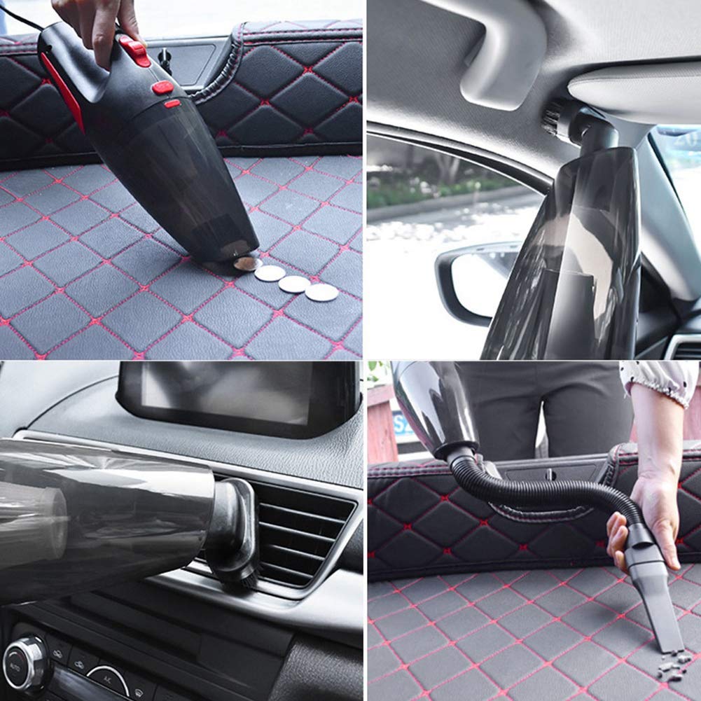 Aspiradora de Coche 120 W con Cable, aspiradora de Mano para húmedo y seco, Doble Uso, 12 V, ABS, Incluye 5 boquillas y Manguera para Coches, Camiones y Barcos, Color (Negro)