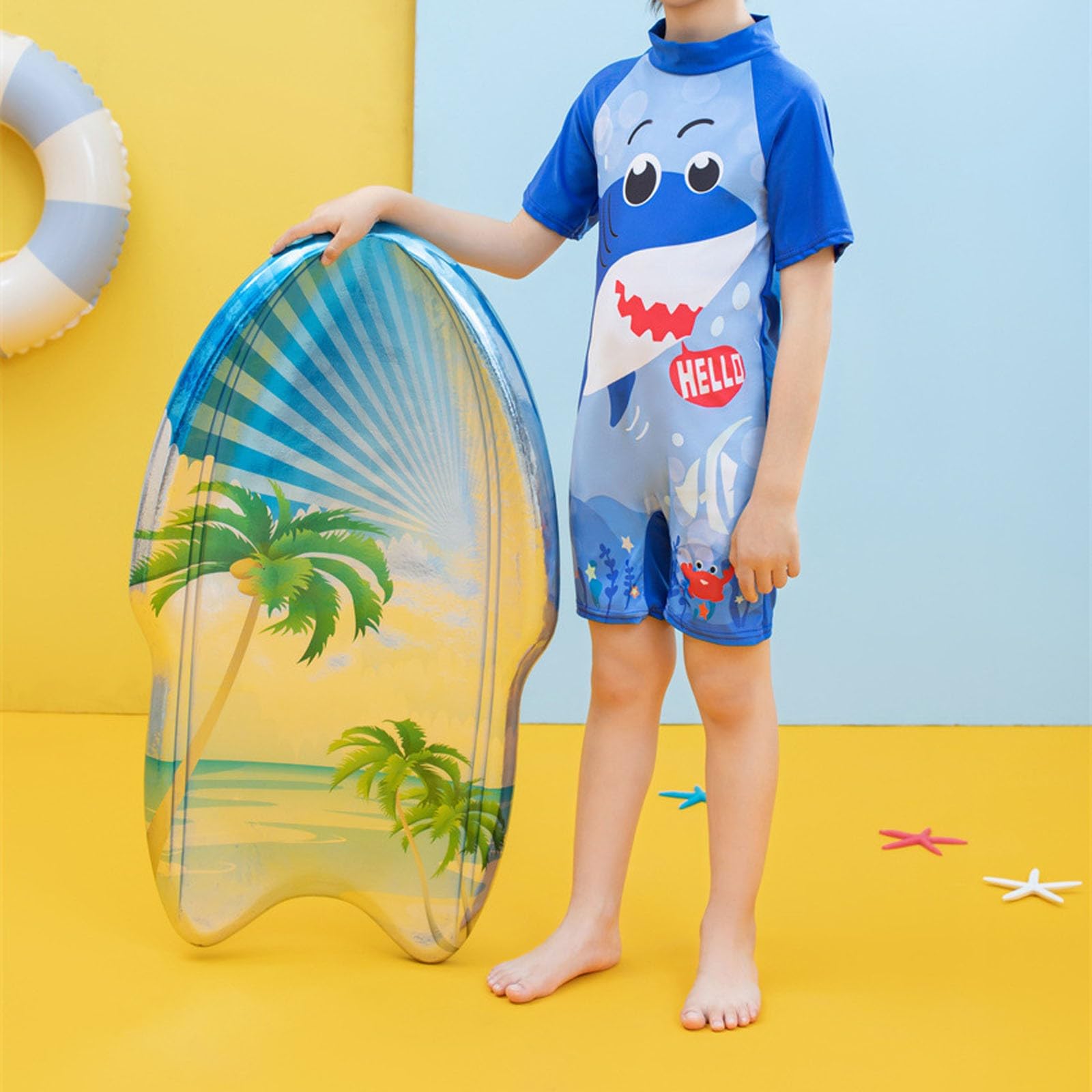 Generisch Maillot de bain 2026 pour tout-petits, garçons, 3 pièces, maillot de bain à manches courtes, maillot de bain rashguard