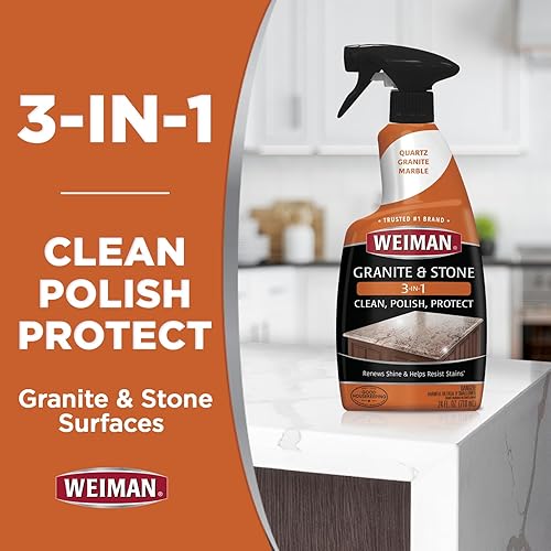 Miniatura 3 de Weiman Limpiador de granito para pulir y proteger, sin rayas, fórmula de pH neutro para uso diario en interiores y exteriores, piedra natural con
