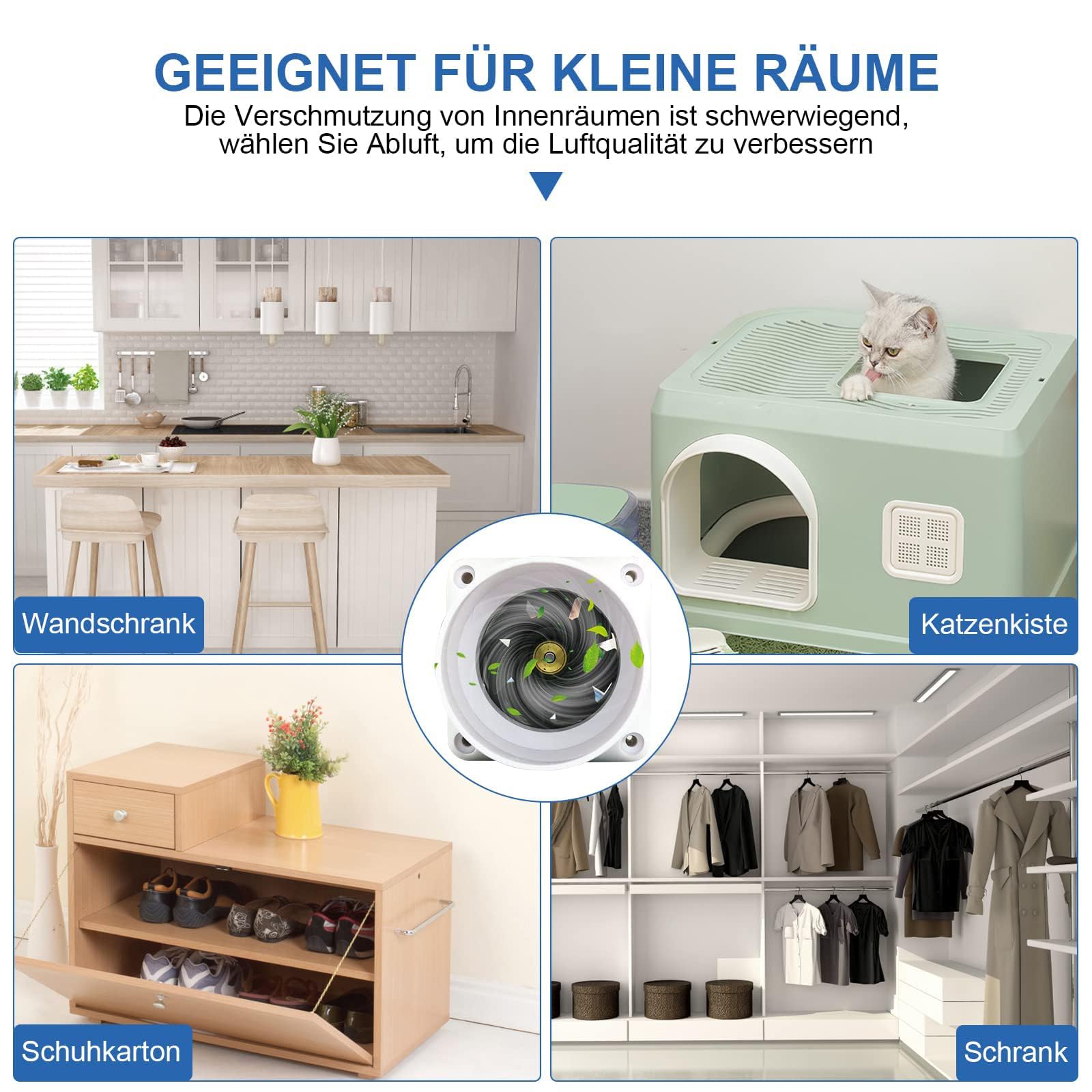 Rohrventilator 2'' Kanalventilator Klein Abluftventilator Badlüfter Mischdurchfluss Rohrlüfter für Büro, Bad, WC, Küche, Gewächshaus, Ø50mm, 36m³/h