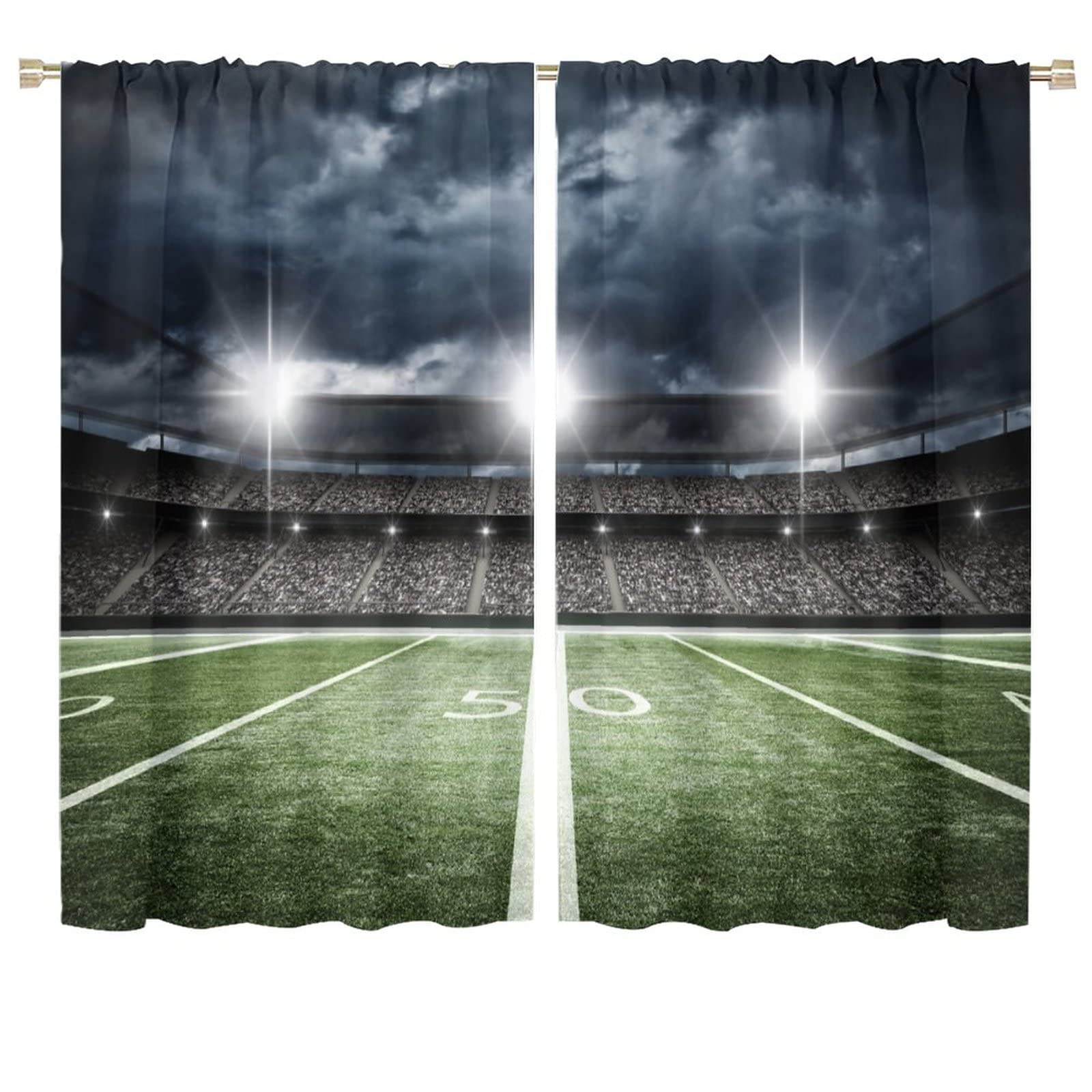 JESTRONRY Football Sport Curtains,American Football Stadium Arena Blackout Rod Pocket Window Drapes for Boys Kids Teens Men Bedroom Living Room Home Decor W72xL63in