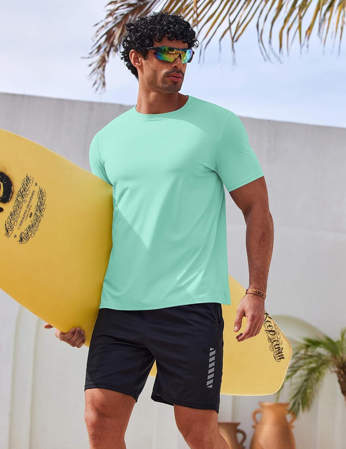COOFANDY Men's Swim Shirt Short Sleeve UPF 50+ Sun Shirt Rash Guard T-Shirts Quick Dry Beach Shirts Breathable - Image 3