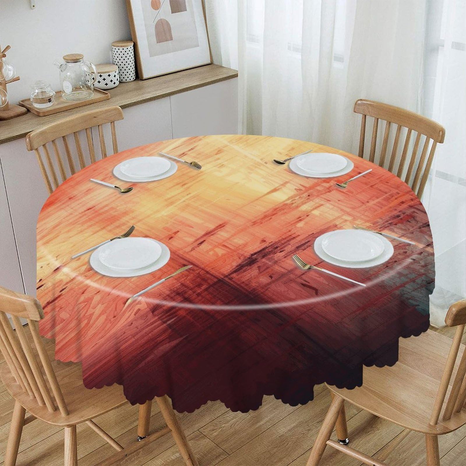VstaDank Abstract Art Round Tablecloth 60 Inch Easy to Clean Circle Table Cover Thick Decorative Round Polyester Table Cloth for Dining Kitchen Party Farmhouse Outdoor