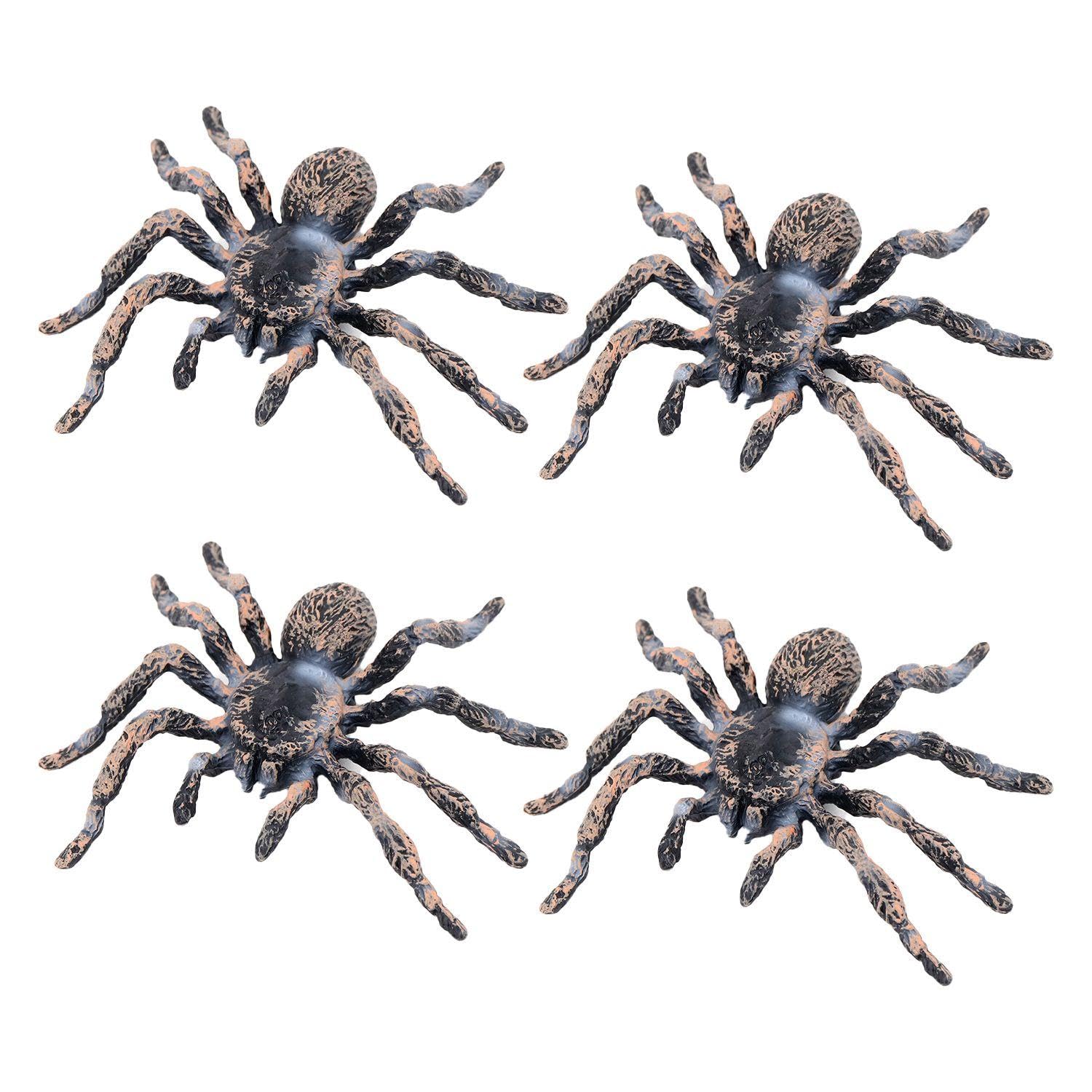 EOWVISN 4 Pieces Realistic Spider, Plastic Fake Spider, Animal Mimicry Model, Scary Spider Model, Prank Spider Toy, Cognitive Teaching Toy