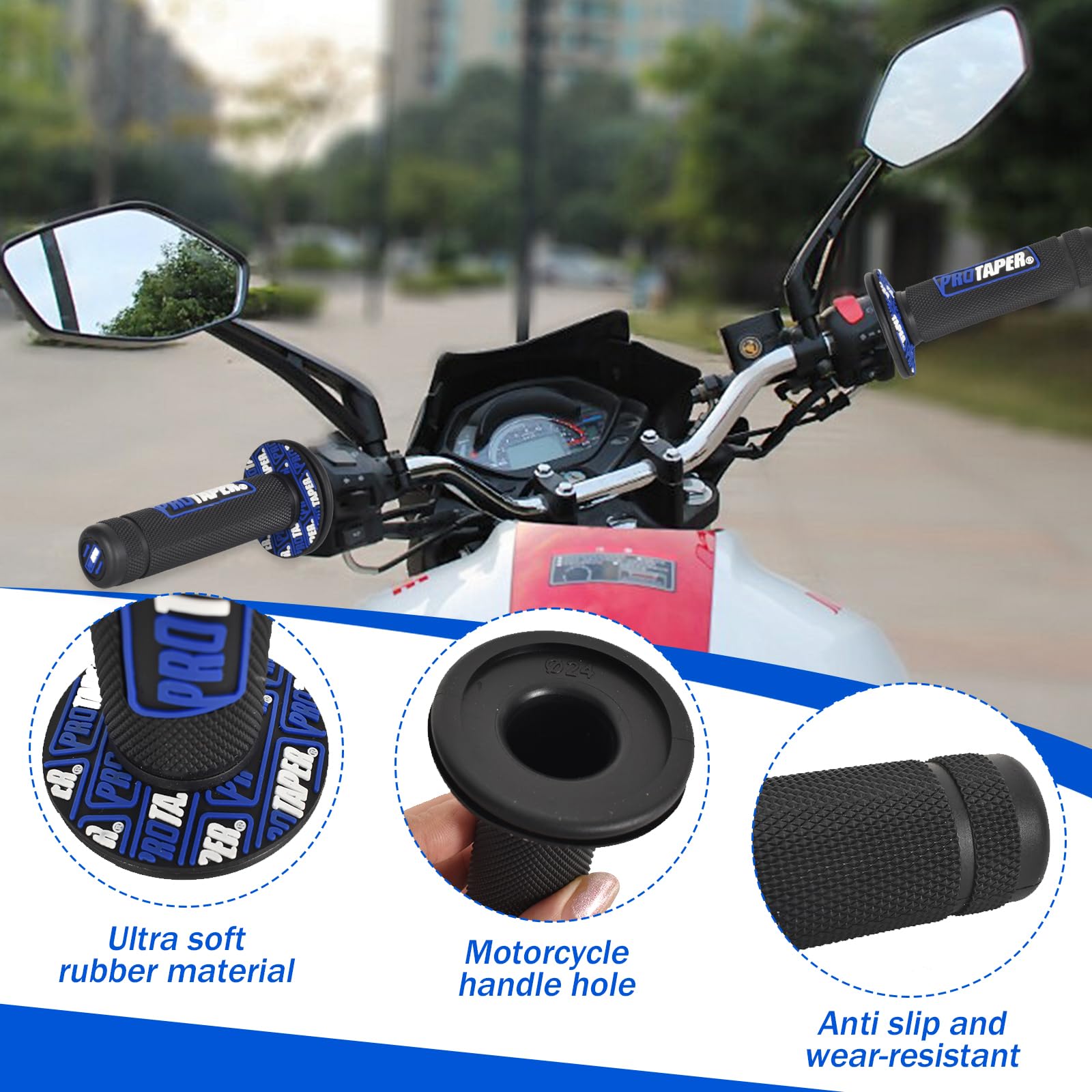 Motorcycle Handle Grips - Anti-Slip Design, 2Pairs 2mm | Philippines