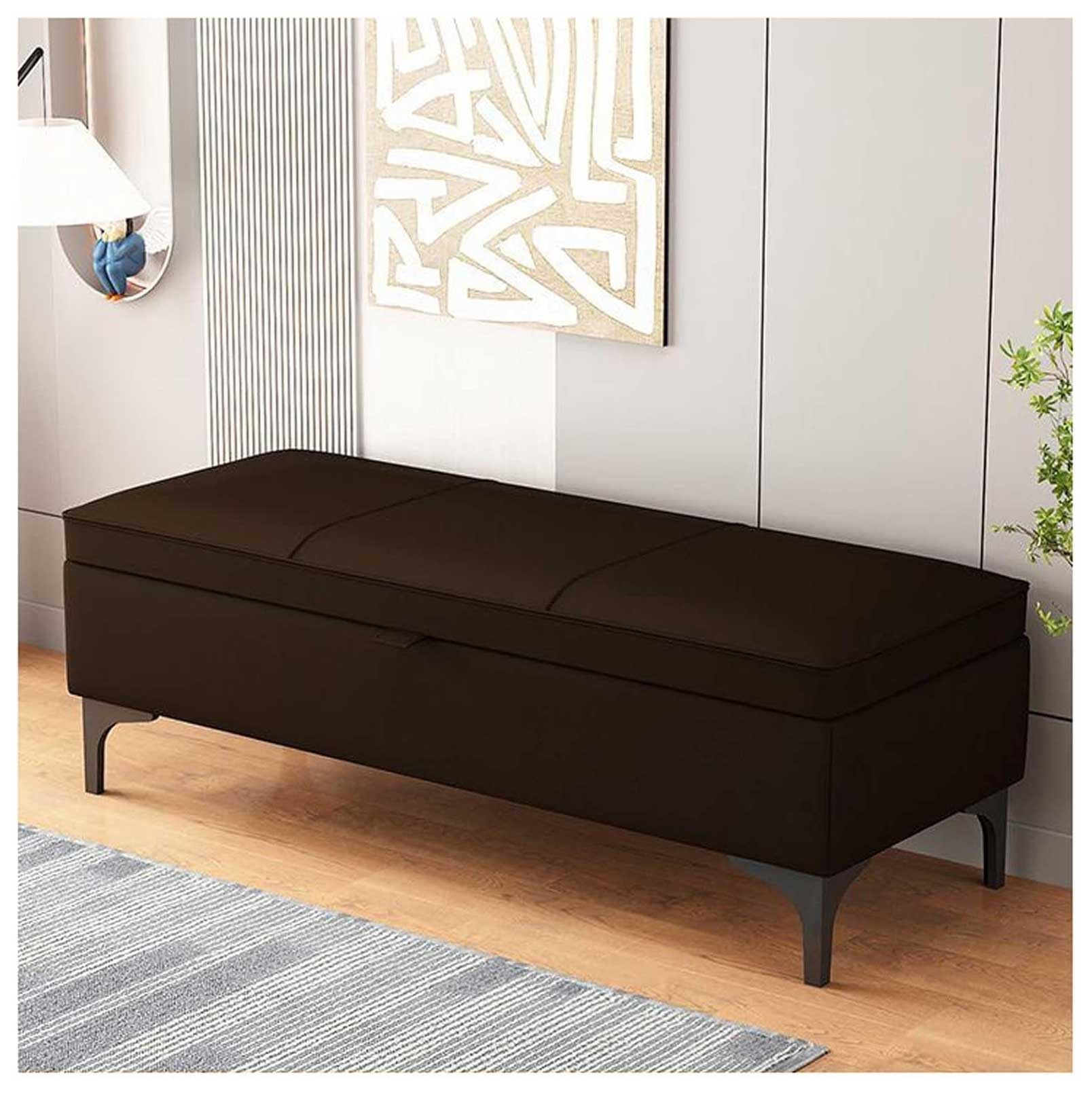 MSHGSKU Storage Bench Ottoman for Bedroom Shoe Rack Pouf 500 LB Capacity Footrest Dark Curry 39x15x15in Ideal for Bedroom Shoe Store Living Room