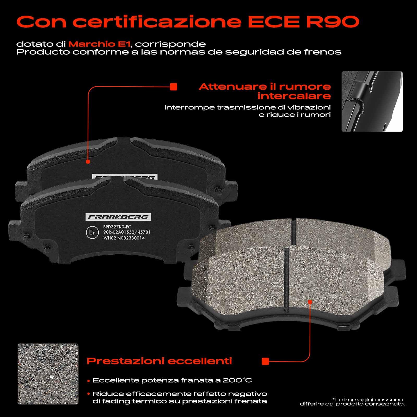 Frankberg Set freni incl. 2x Dischi Freno + 4x Pastiglie dei Freni Anteriore Compatibile con Freemont 345 Grand Voyager V RT Replace# K68093323AB,K68029263AA