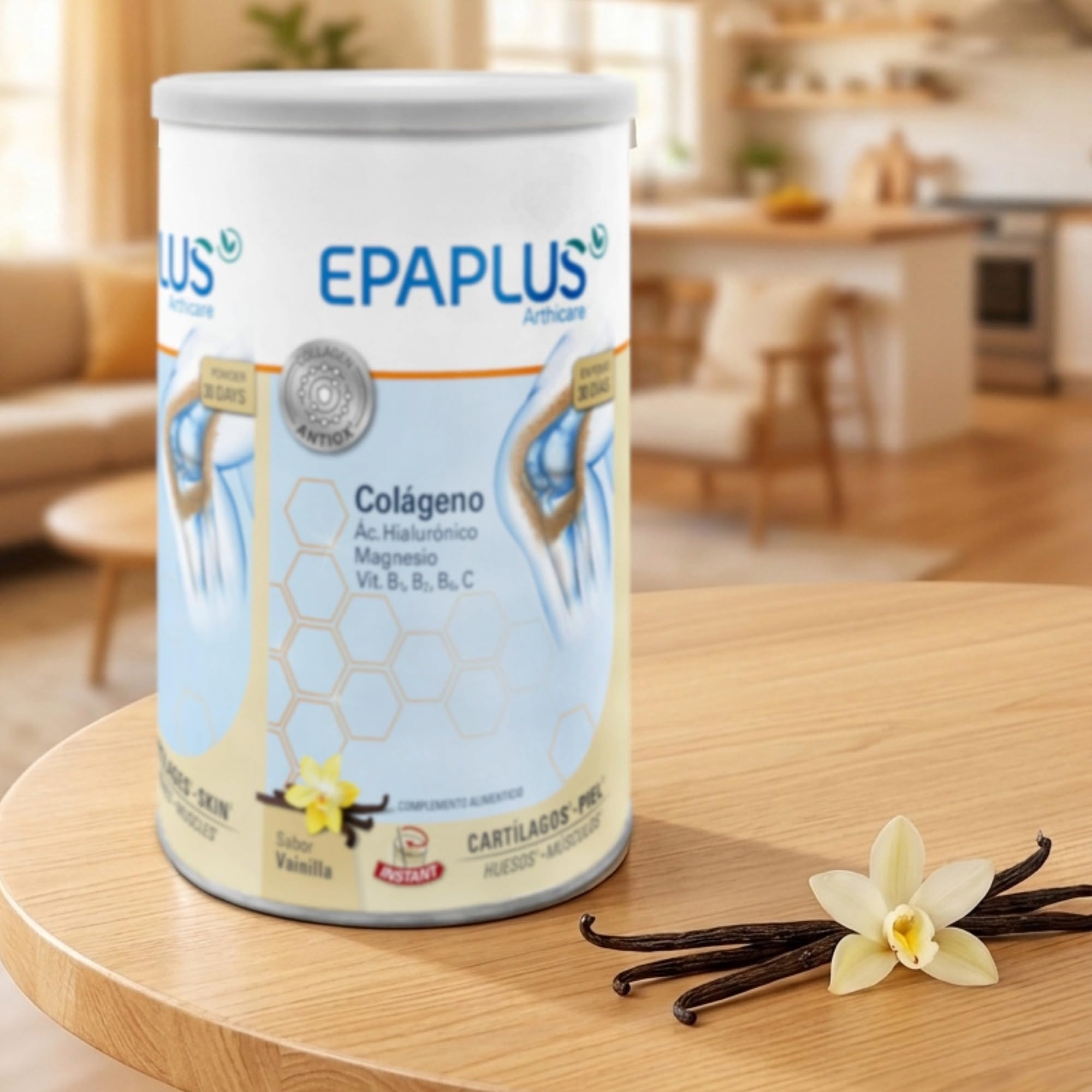 EPAPLUS Arthicare, Colágeno + Magnesio + Ácido Hialurónico, Colágeno Hidrolizado con Magnesio y Ácido Hialurónico, Polvo, Disolución Instant, Sabor Vainilla, Tratamiento 30 Días, 330 gramos