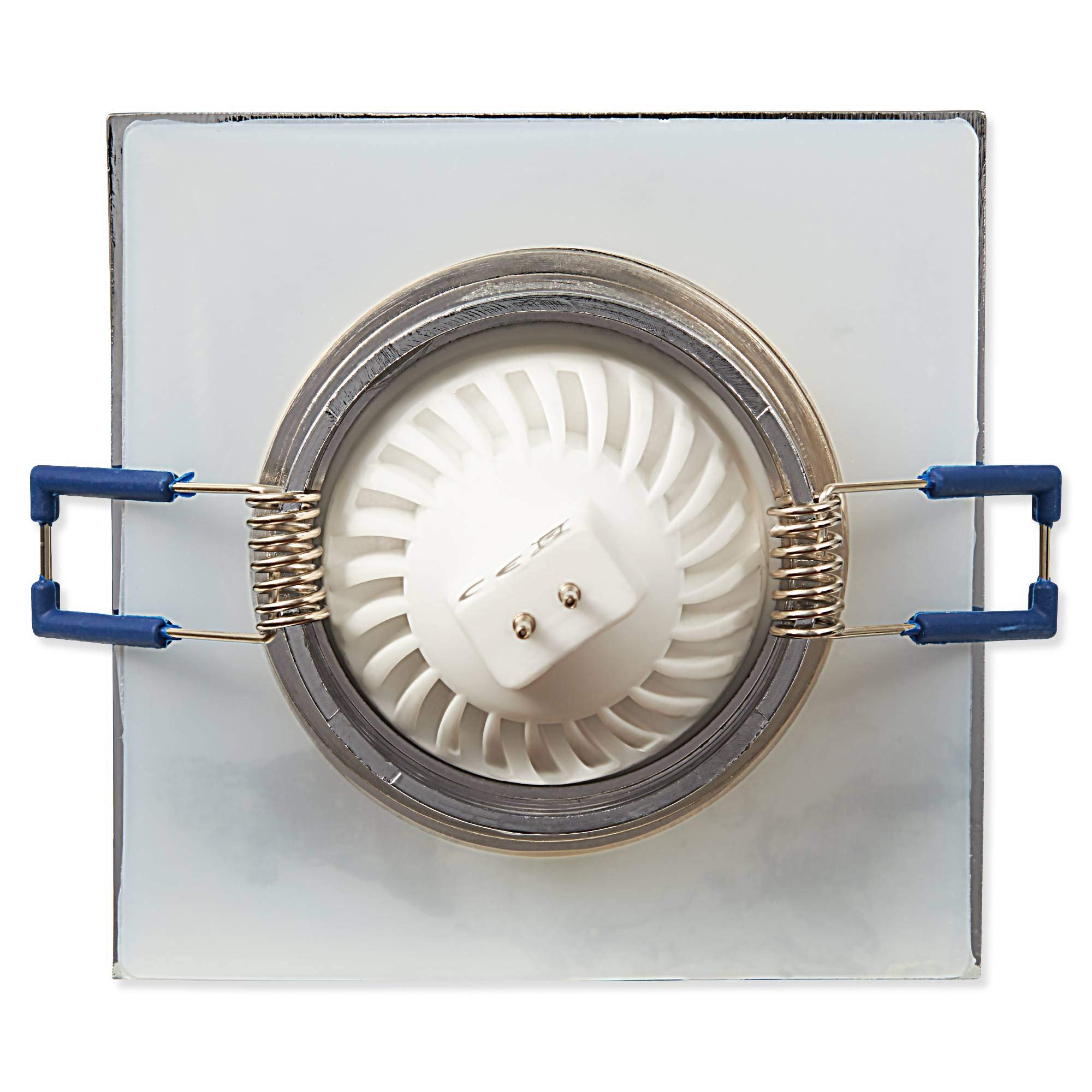 Juego de 6 focos LED empotrables, IP44, cromo, rectangular, 5 W, blanco neutro, 12 V, MR16, para baño, ducha, exterior, plano, como plafón de techo, foco empotrable, 60 mm