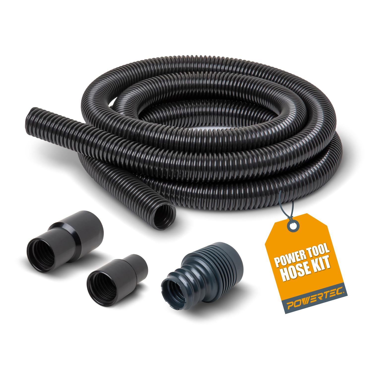 POWERTEC 70356 10 ft. Vacuum Hose Dust Collection Kit for Woodworking Power Tools, Wet/Dry Work Shop Vacuums, Miter Saw and Table Saw