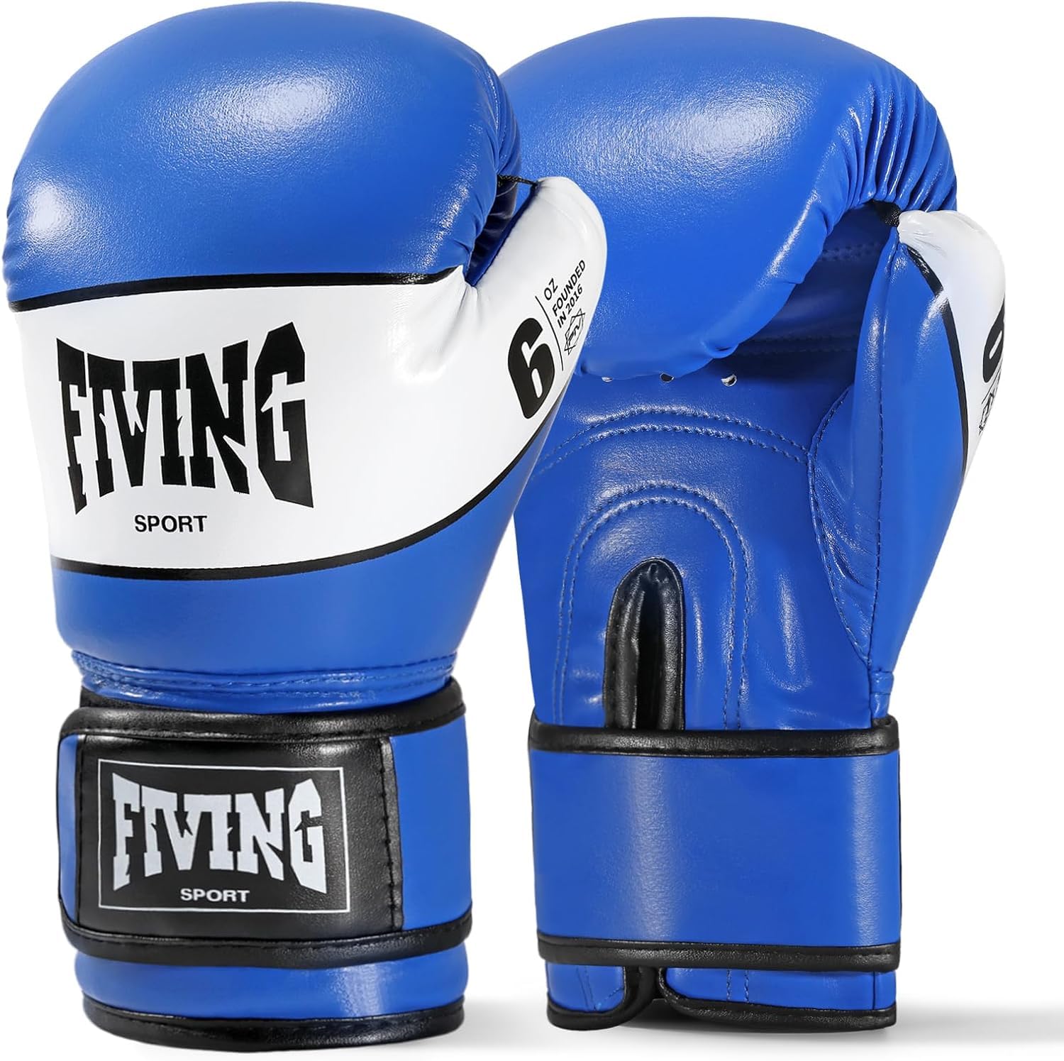 FIVING Kids Boxing Gloves, Youth Training Gloves, Sparring for Punching Bag, Kickboxing, Muay Thai, MMA (Blue and White, 6oz)