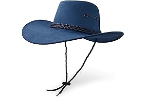DENIM FEDORA FOR MEN: Cowboy Hat Sun Hat Faux Leather Travel Cap Outdoor Sun Protection