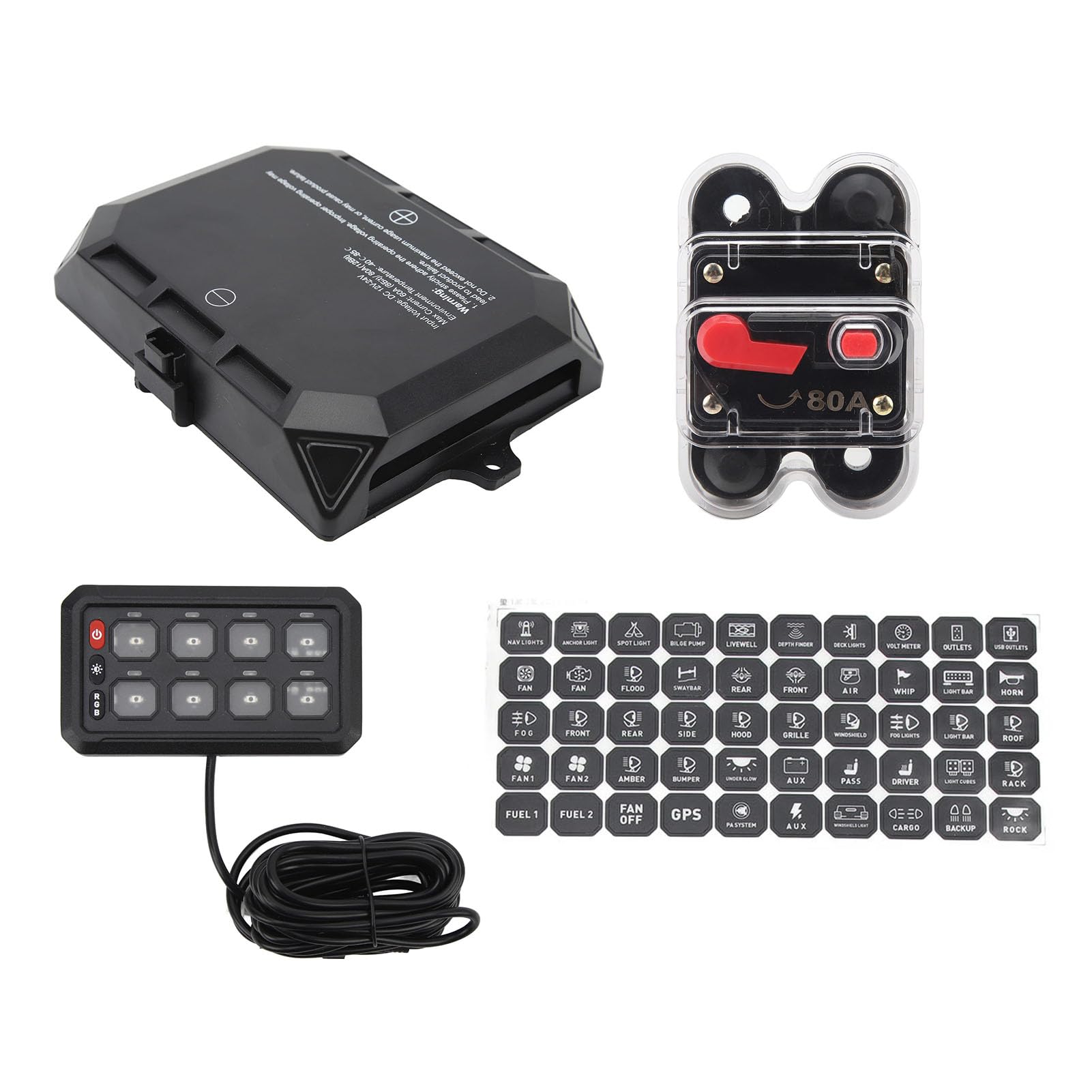 Ausla Panel Przełączników 8-krotnych, Sterowanie światłem RGB, Elektroniczny System Sterowania Obwodami, 12 V-24 V dla Ciężarówek UTV, Quadów SUV