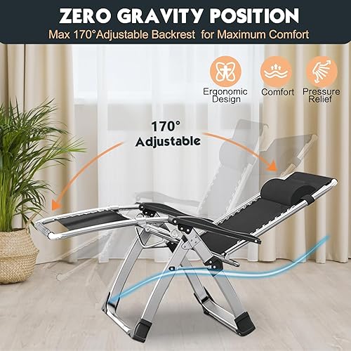 Miniatura 6 de MOPHOTO Cómoda silla plegable para sala de estar, silla reclinable plegable con colchón para interiores y exteriores, silla de ocio, sillas