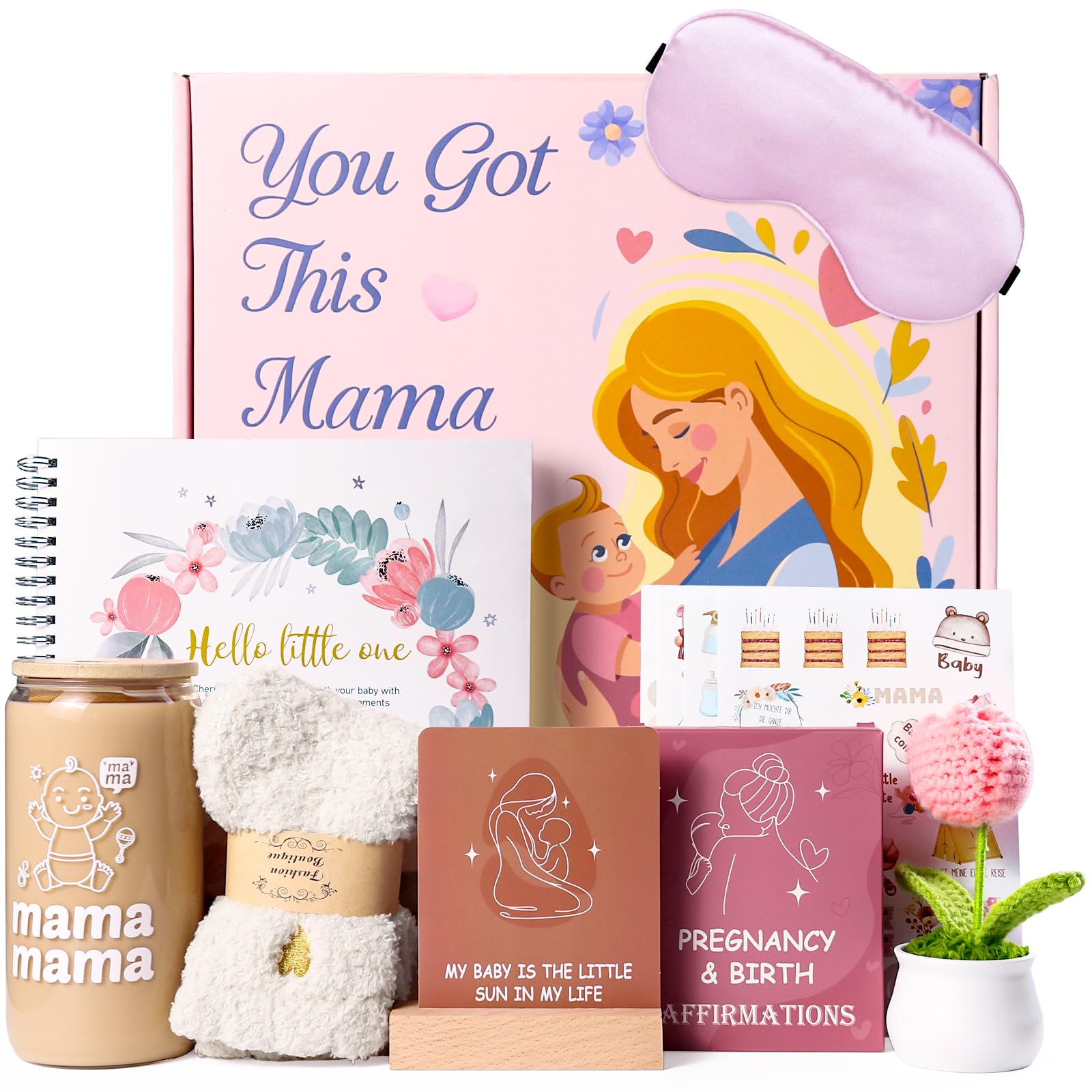 JALEBRO Caja de regalo para mamá nueva, cesta de regalo para mamá, regalo de baby shower para futura mamá, libro de recuerdos de bebé, regalos de embarazo para futura madre, posparto para mamá por