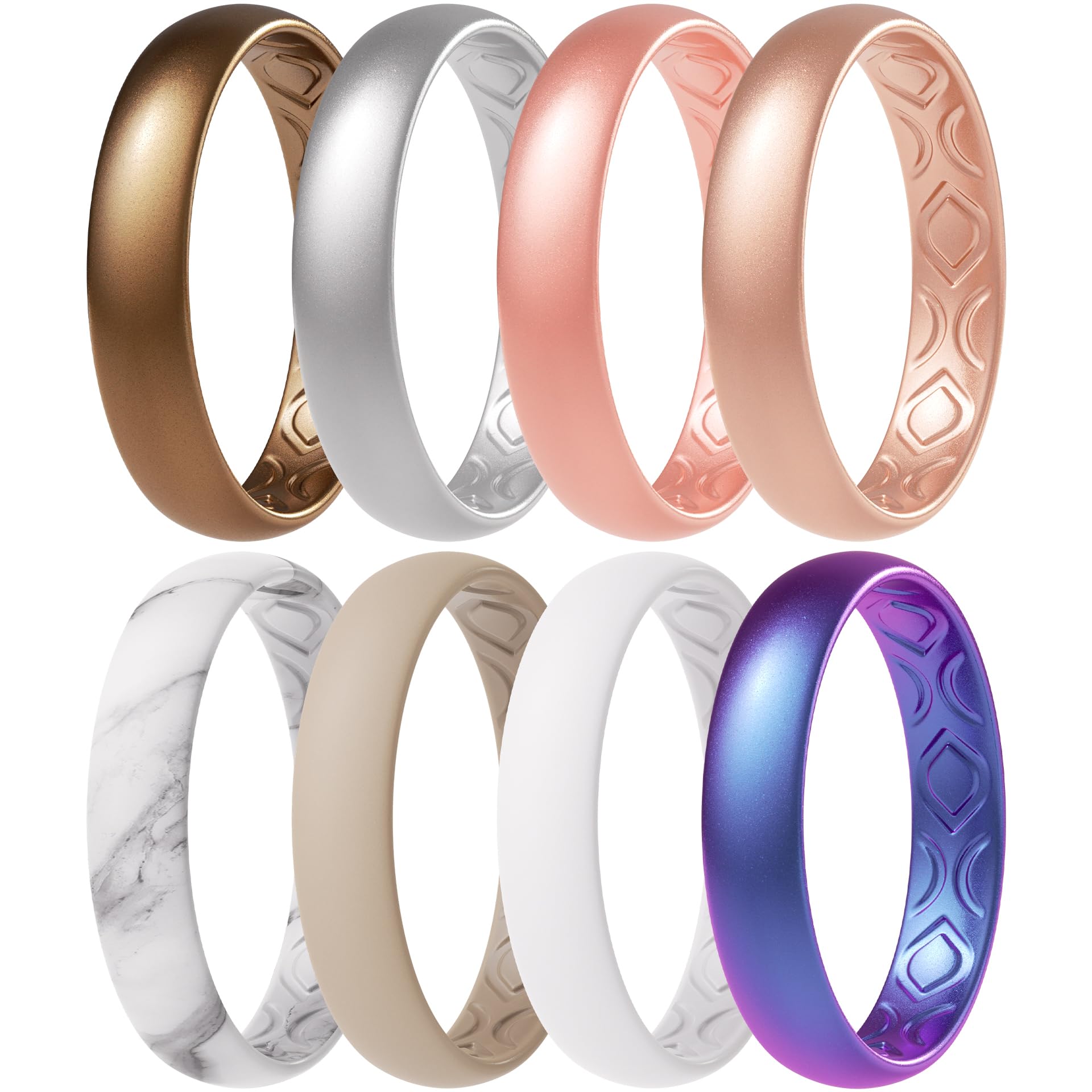 ThunderFit Women Breathable Silicone Bridal Rings Sets For Her, 4mm Wide