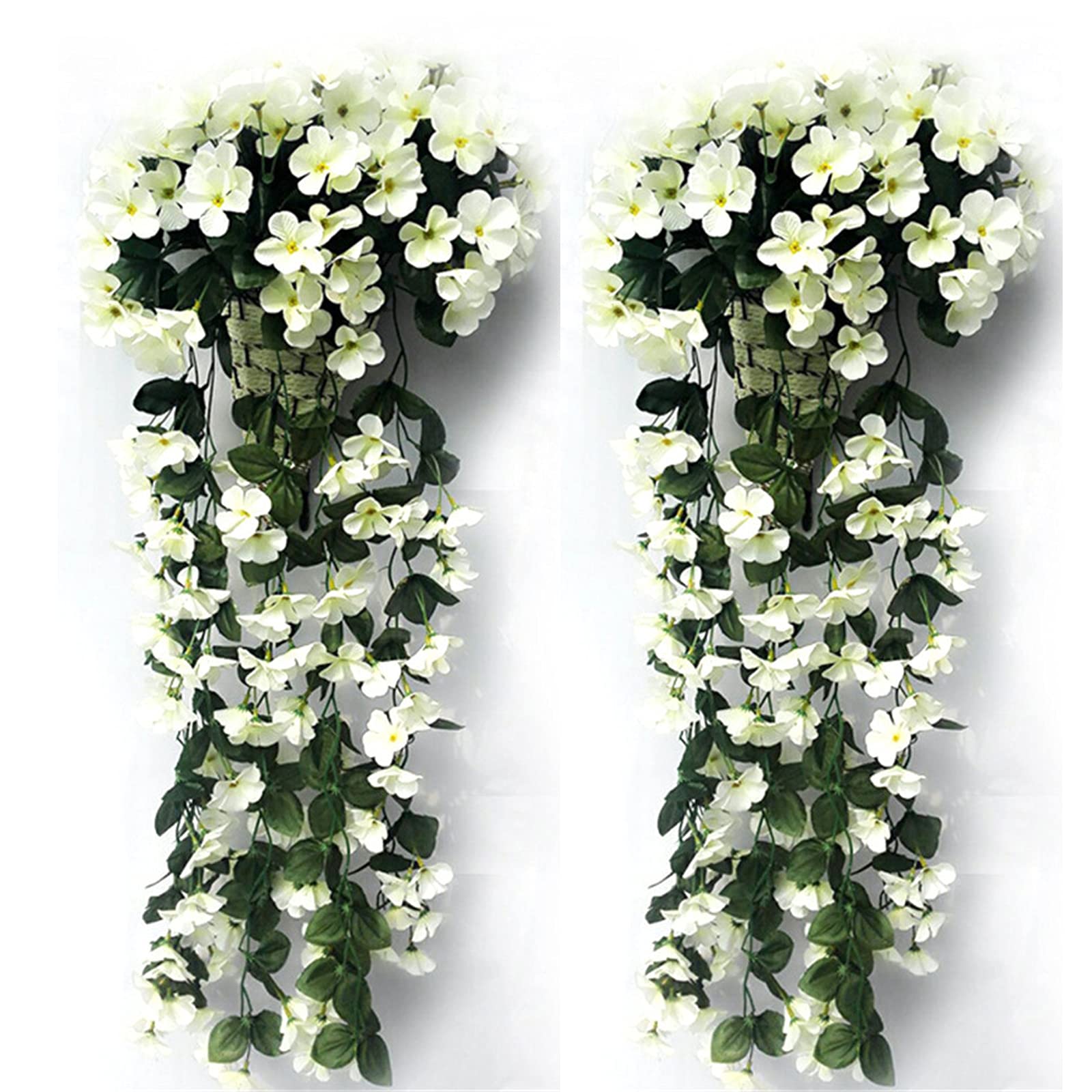 SBJKLYRN Simulated flowers, 2 Pcs Plant Artificial Flower Decor Simulation Wall Hanging Basket...