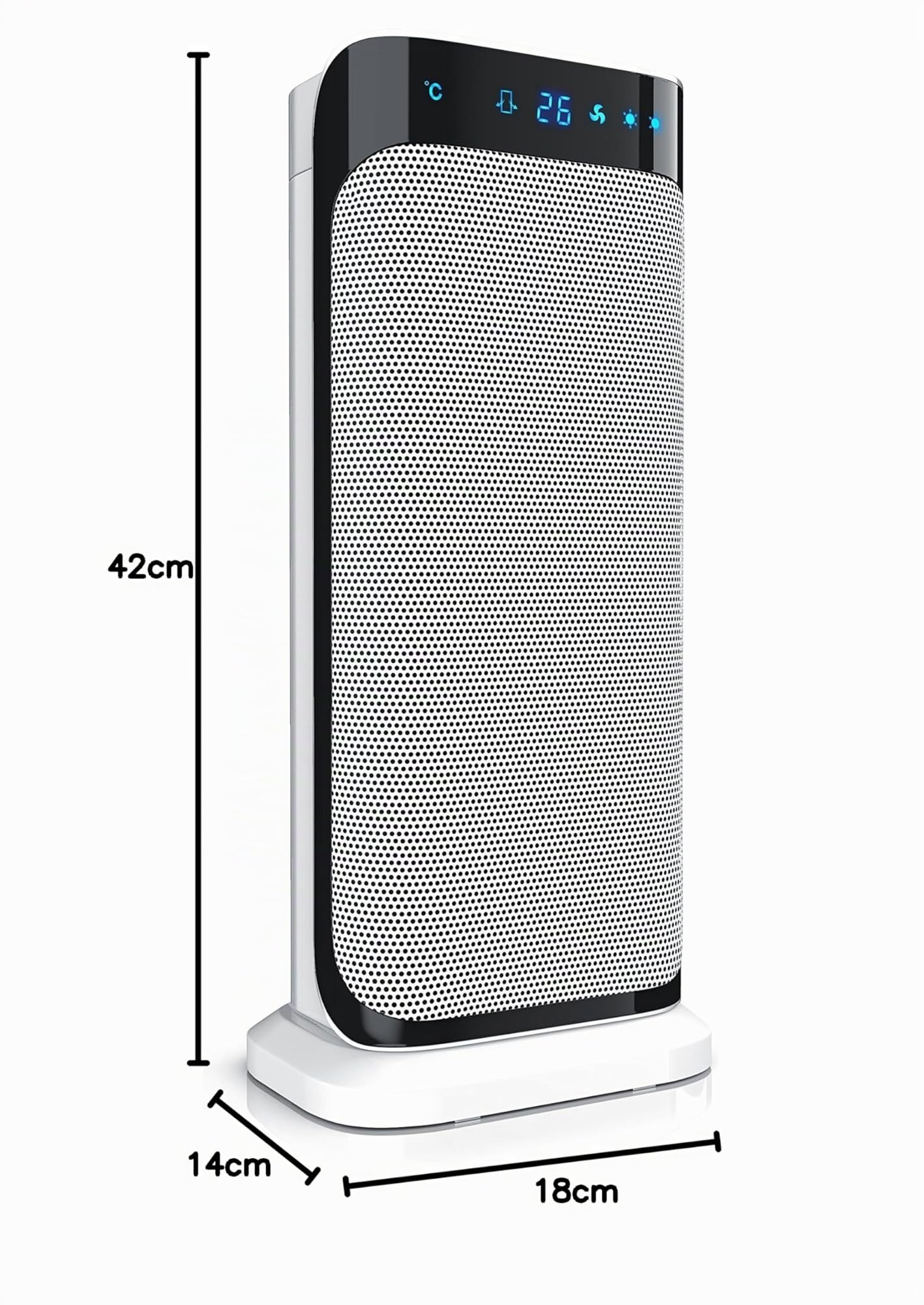 Brandson - Termoventilatore con Telecomando - Termoventilatore in Ceramica Bagno a Risparmio energetico, Silenzioso - Riscaldamento rapido con Funzione di Oscillazione - 2 Livelli di Riscaldamento -