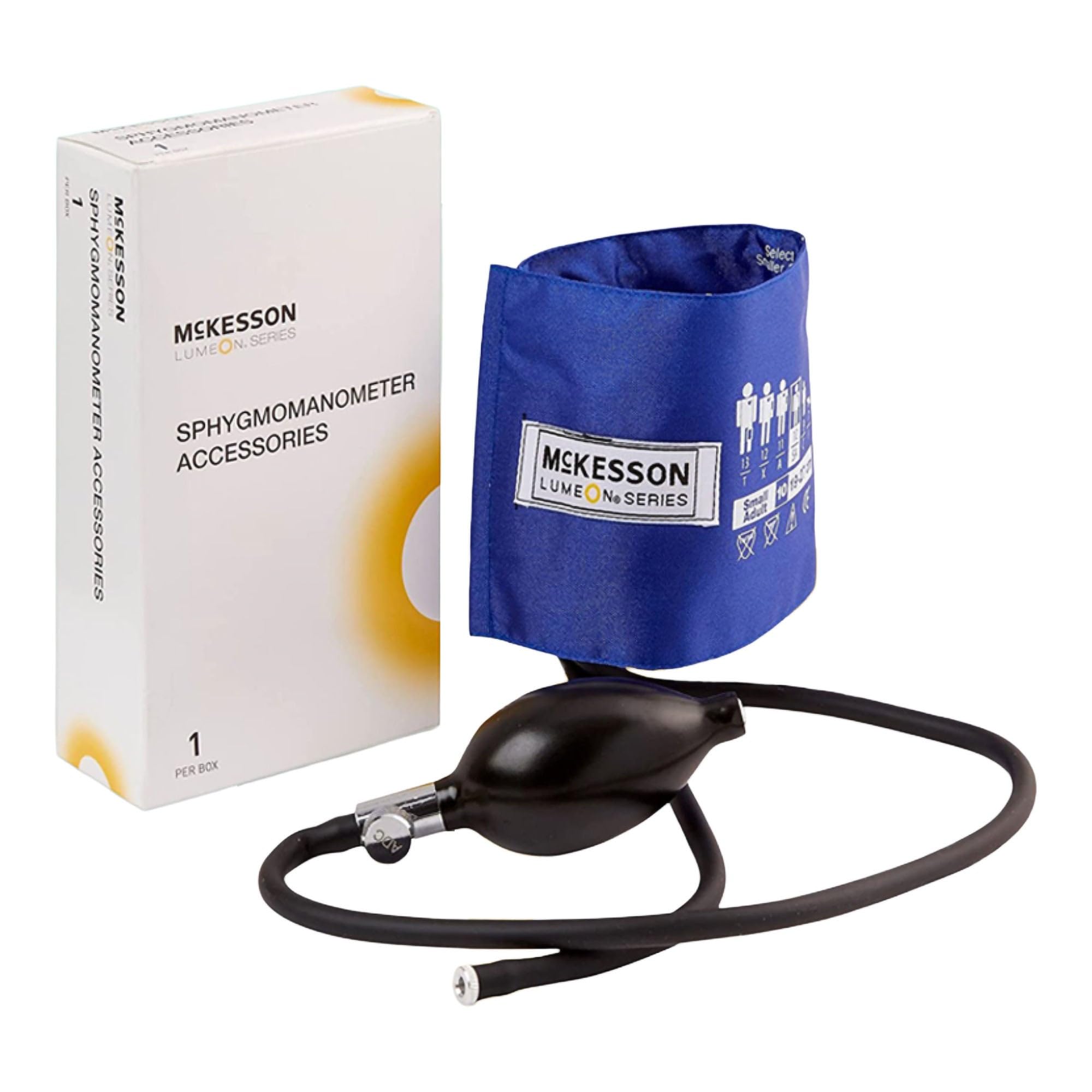 McKesson LUMEON Blood Pressure Cuff and Bulb, Blue, 19 cm, 27 cm, 1 ct