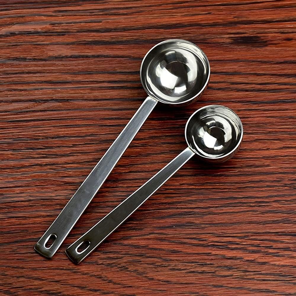 cfsz Tablespoon 15ml/30ml Long Handle Stainless Steel Milk Coffee Powder Scoop Measuring Spoon,Suitable for Home Outdoor Activity Etc(30ml Silver)
