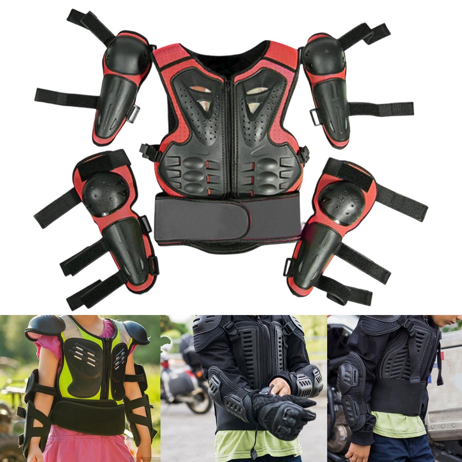 Tuta da per Bambini, Abbigliamento da, Resistente agli Urti, Attrezzatura per Motociclisti, Rosso
