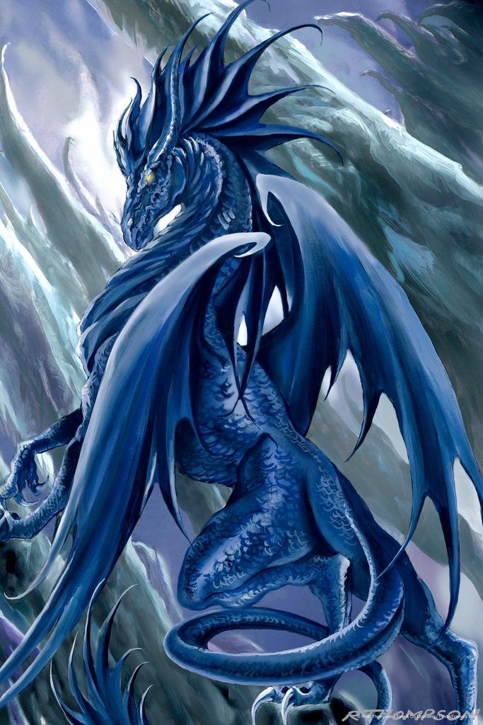 Amazon.com: Vortex Blue Dragon by Ruth Thompson Fantasy Poster