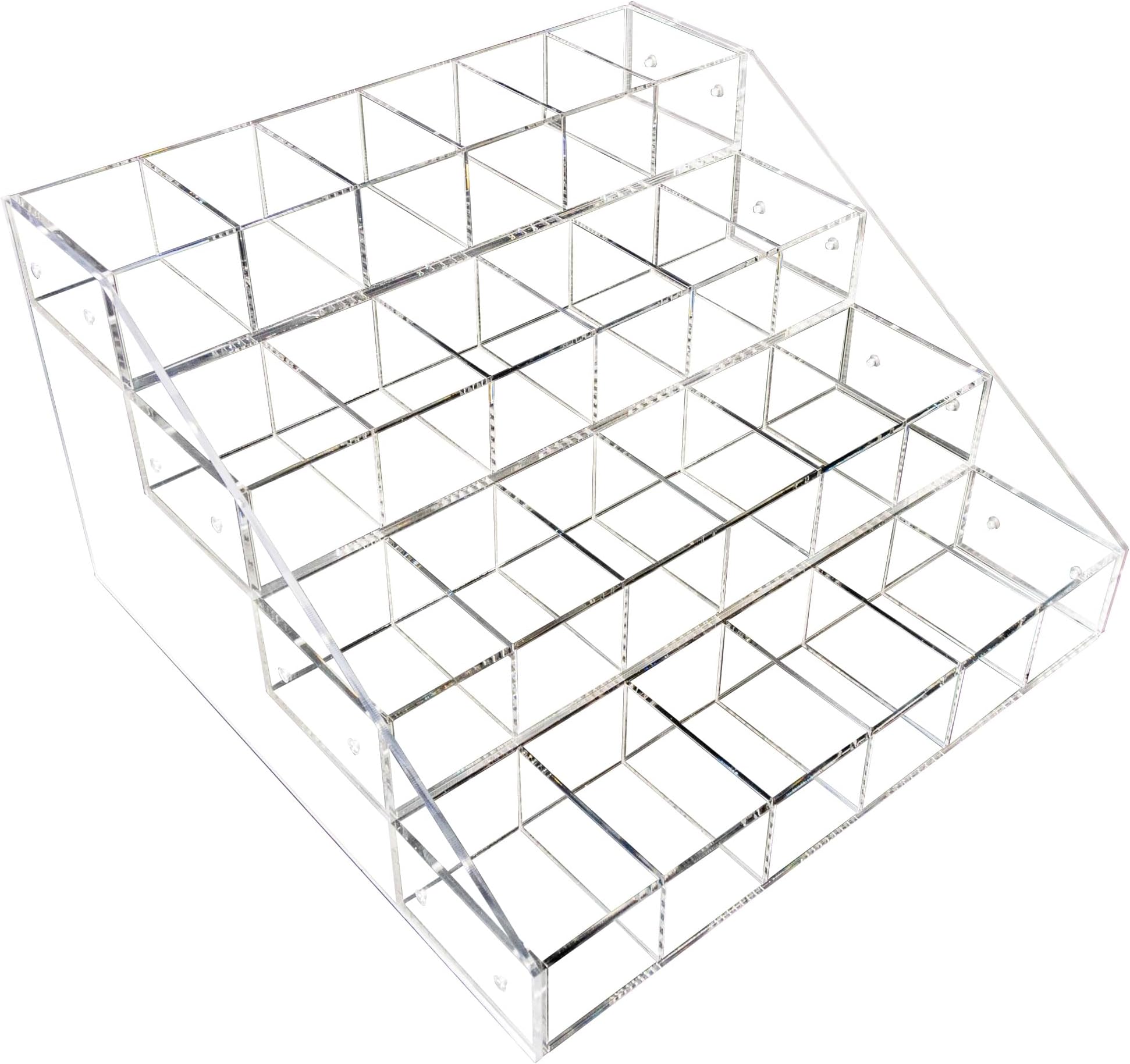 CuteBox Company Clear Acrylic 4 Tier 24 Bin Organizer (16" x 15.5" x 9.5") for Retail, Merchandise, Display, Jewelry, Repair Parts, Beads, Trinkets, Tchotchkes, Storage, Organization