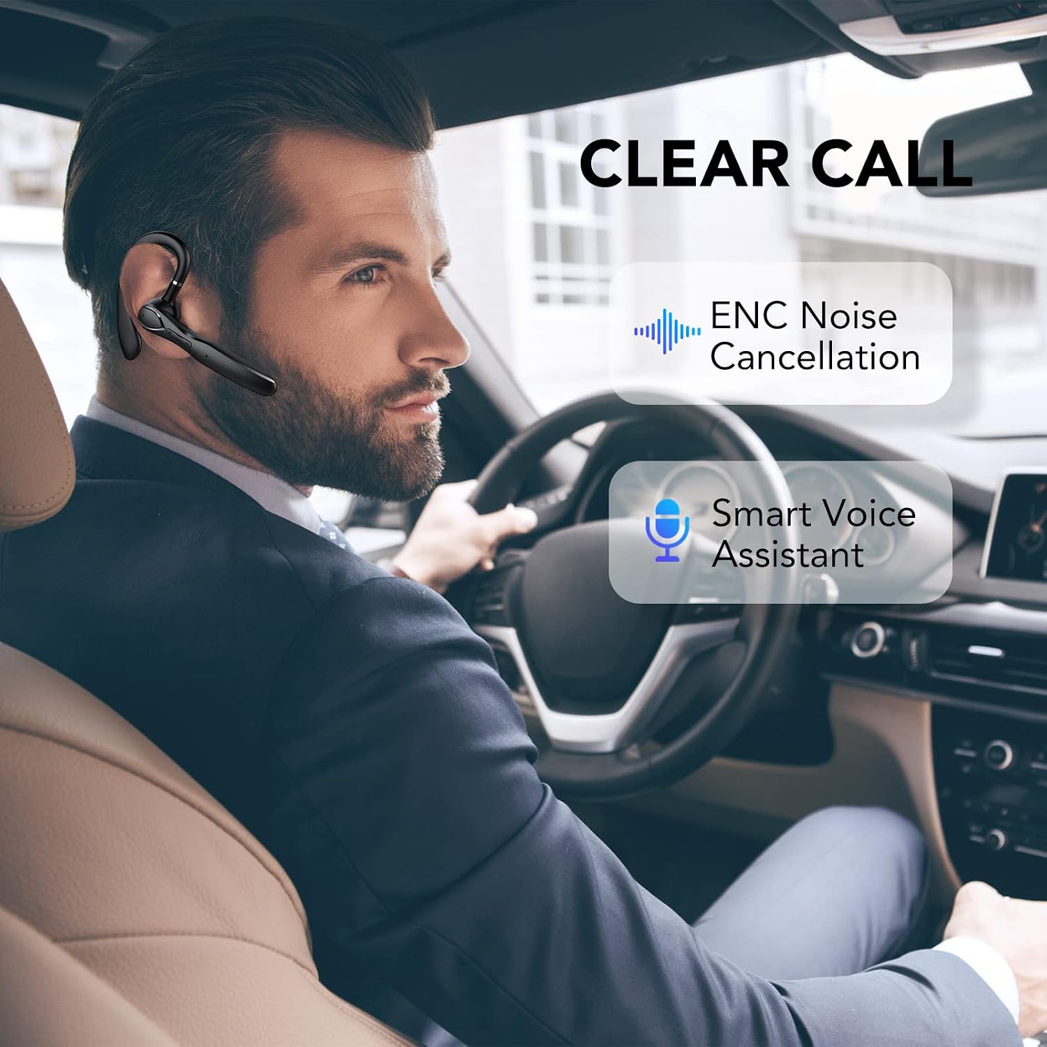 taopodo Bluetooth Headset,Wireless Headset with LED Display Charging Case,100H Playtime,Bluetooth V5.3 Headset with Noise Canceling Microphone,in-Ear Bluetooth Headphones for Driving/Business/Office