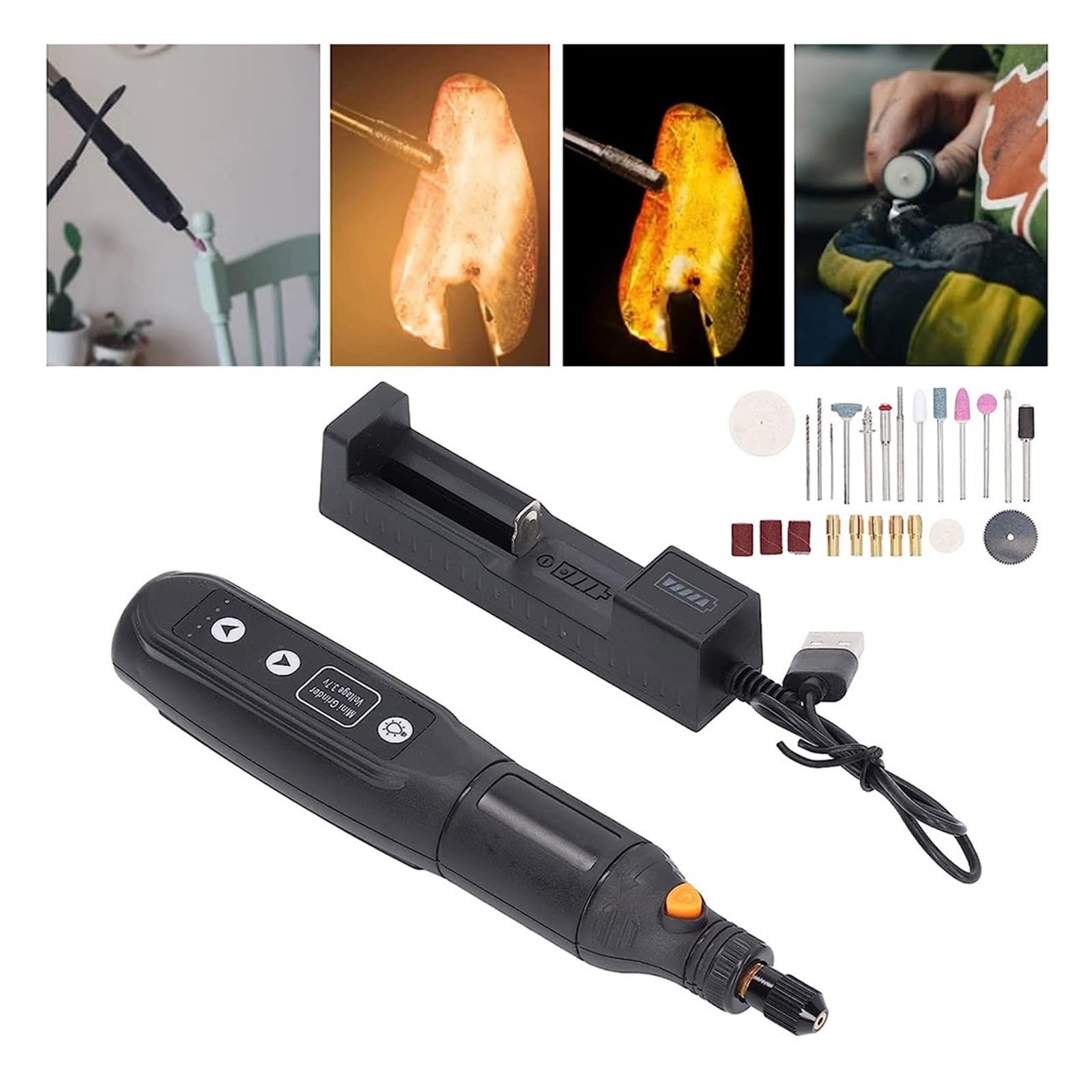 Zestaw NarzęDzi Do Grawerowania USB Bezprzewodowa Mini Wiertarka Elektryczna Zestaw Bezprzewodowych Narzędzi Obrotowych DIY Obróbka Drewna Grawerowanie Długopis Polerka Materiały Ścierne