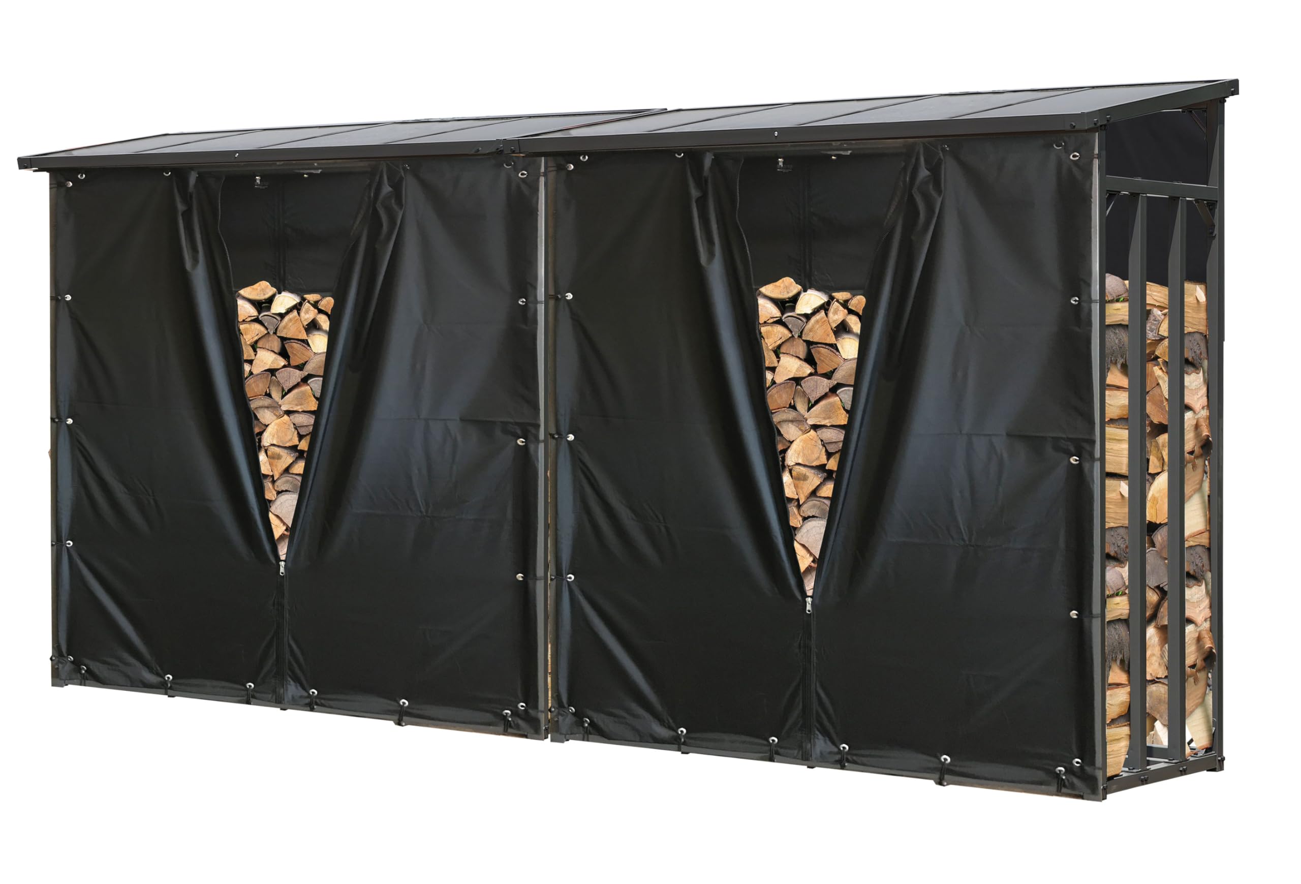 QUICK STAR 2 pezzi Scaffalatura in Metallo per Legna da ardere, XXL 185 x 70 x 185 cm, 4,6 m³, Colore: Antracie con protezione dagli agenti atmosferici Nero