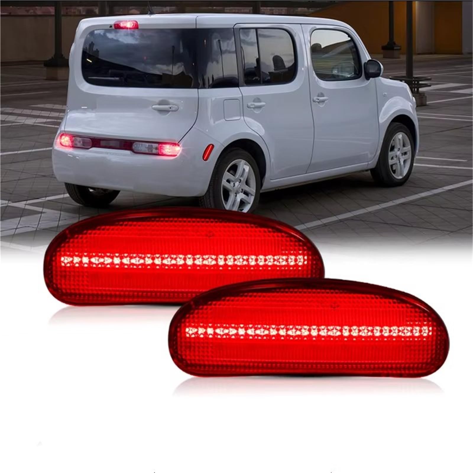 Generico Frecce Auto Per NISSAN Per CUBE 2009-2014 Luci Di Posizione Posteriori Rosse Guida Laterali T10 Indicatori di direzione(Red Lens)