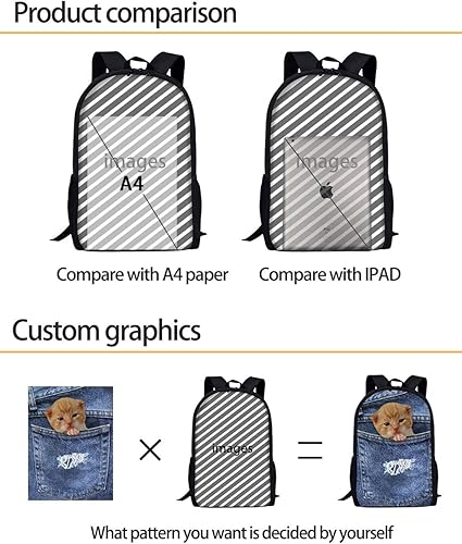 Miniatura 3 de Amzbeauty Mochila de diseño personalizado de 17.3 pulgadas, mochila escolar para niños y niñas de primaria o secundaria, Diseño personalizado.,