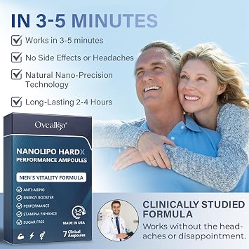 Oveallgo NanoLipo HardX Performance Ampoules, Advanced Men's Drops, Lmprove Vitality (3 Pack)