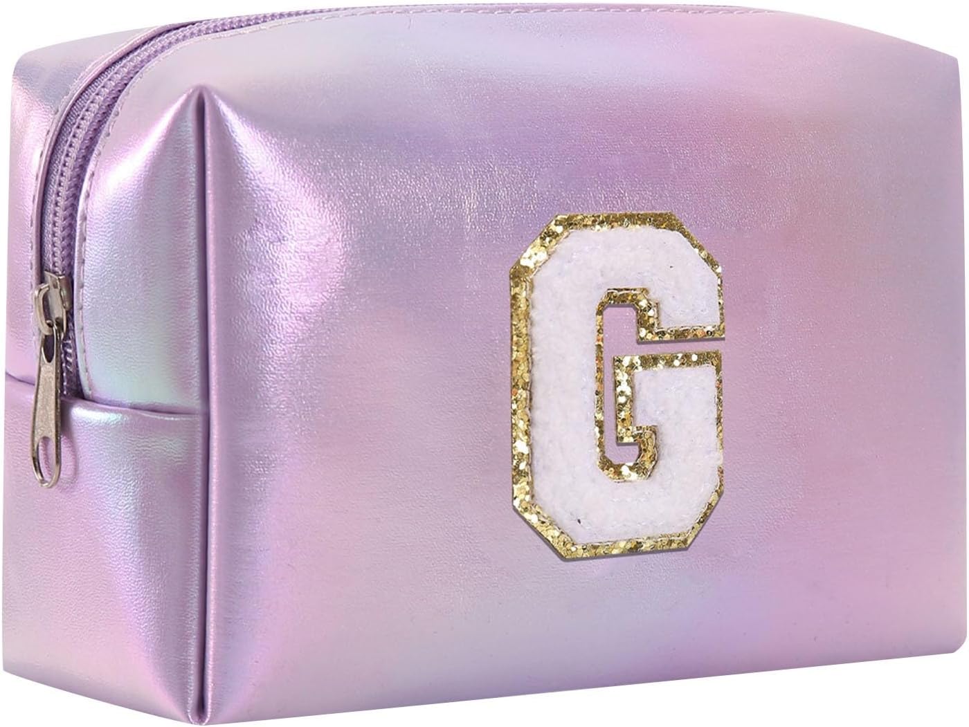 Cosmetic Bag Embroidered Alphabet Makeup Bag Toiletry Bag Travel Storage Bag Clutch Handbag Cosmetic Bag Purple Stow and Go Travel Luggage Organizer (G, One Size)