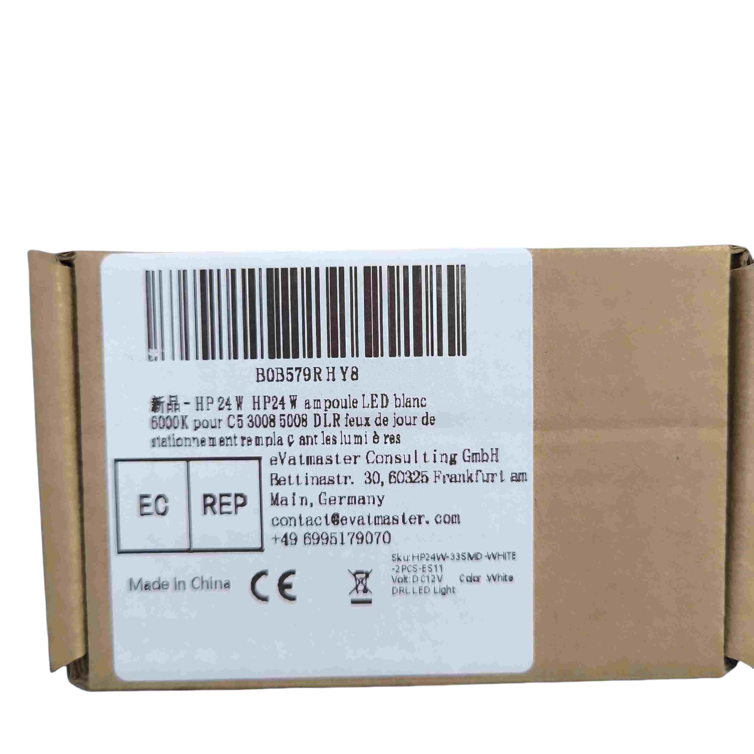 Lampadina LED HP 24W HP24W bianca 6000K per C5 3008 5008 DLR parcheggio luci di marcia diurna sostituzione luci alogene 2 pezzi