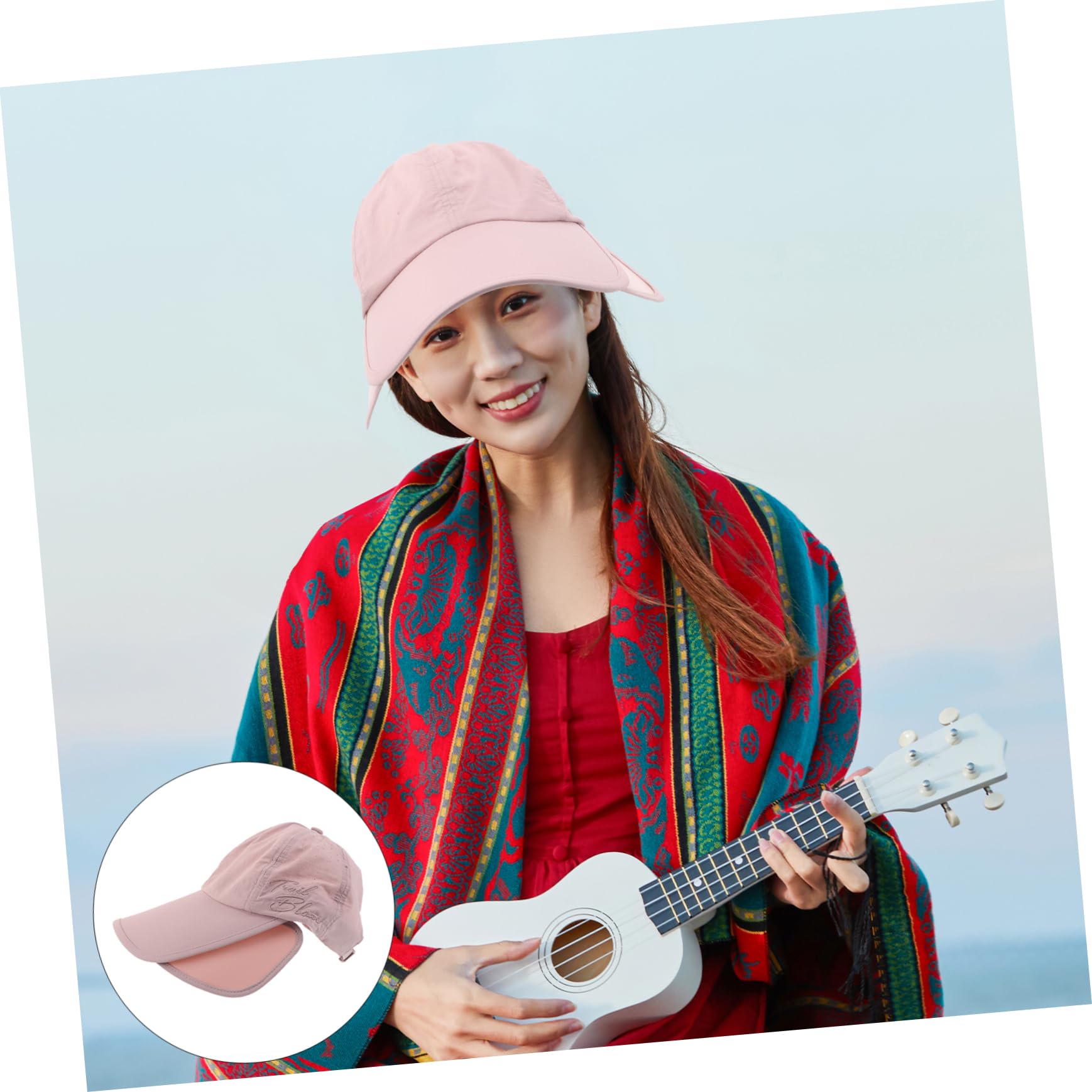 WOONEKY Sombrero de Visera Retráctil de ala Ancha Sol Gorra Deportiva Ajustable con Visera Solar para Mujeres y Hombres para Playa Golf y Correr