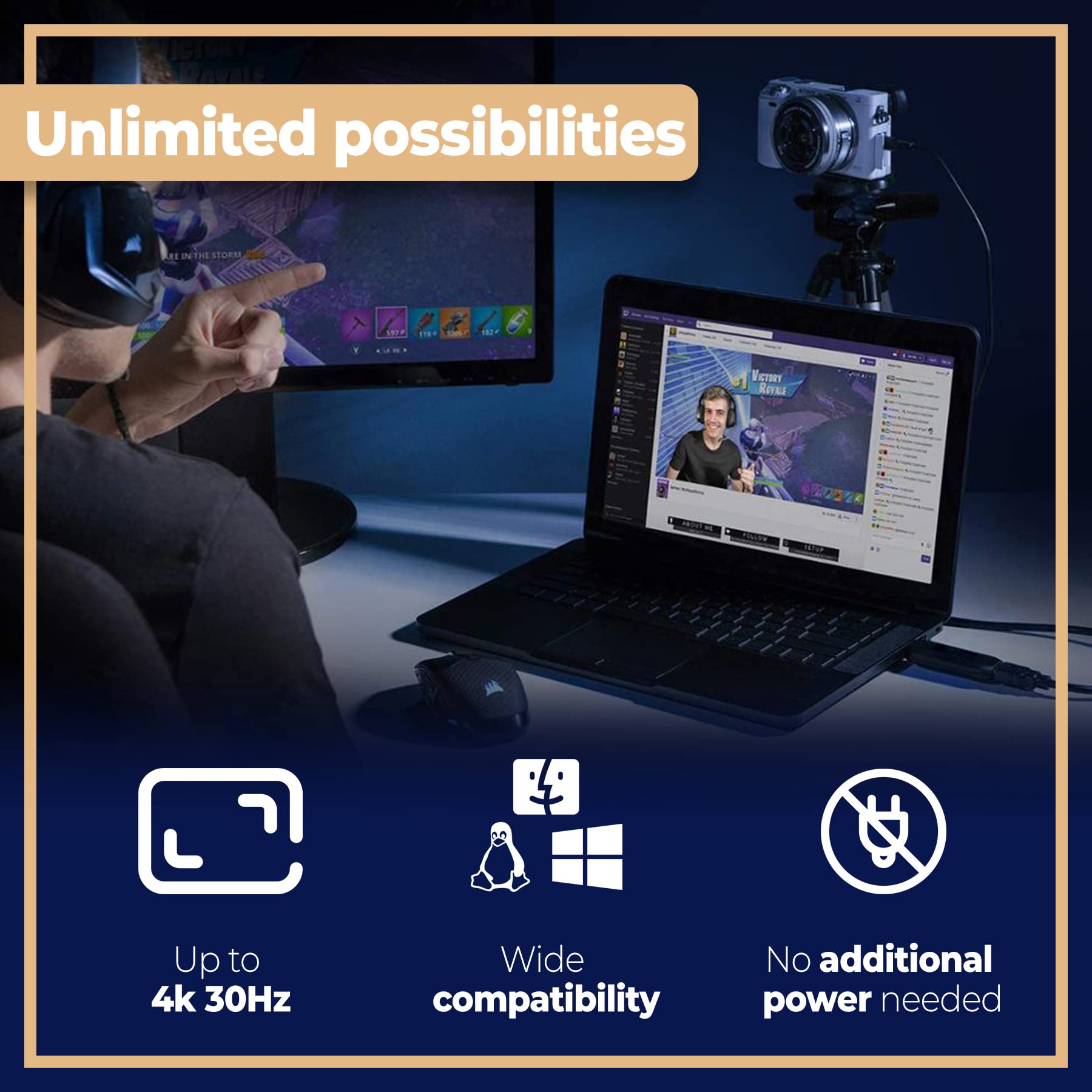 Retoo Scheda di registrazione video 4K HDMI a USB 2.0 Video Capture Card, Capture Device per PS5 PS4 Xbox Series X S Xbox One, trasmissione Live e Record per gaming, streaming, lezioni