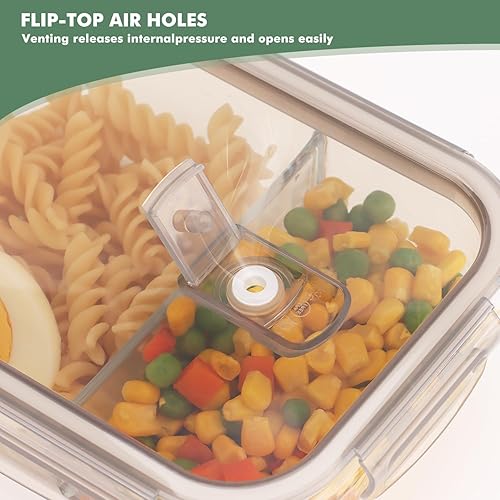 Miniatura 4 de 5 recipientes de vidrio de 35 onzas con tapas herméticas, cajas Bento para el almuerzo, lonchera de 2 compartimentos, recipientes de almacenamiento