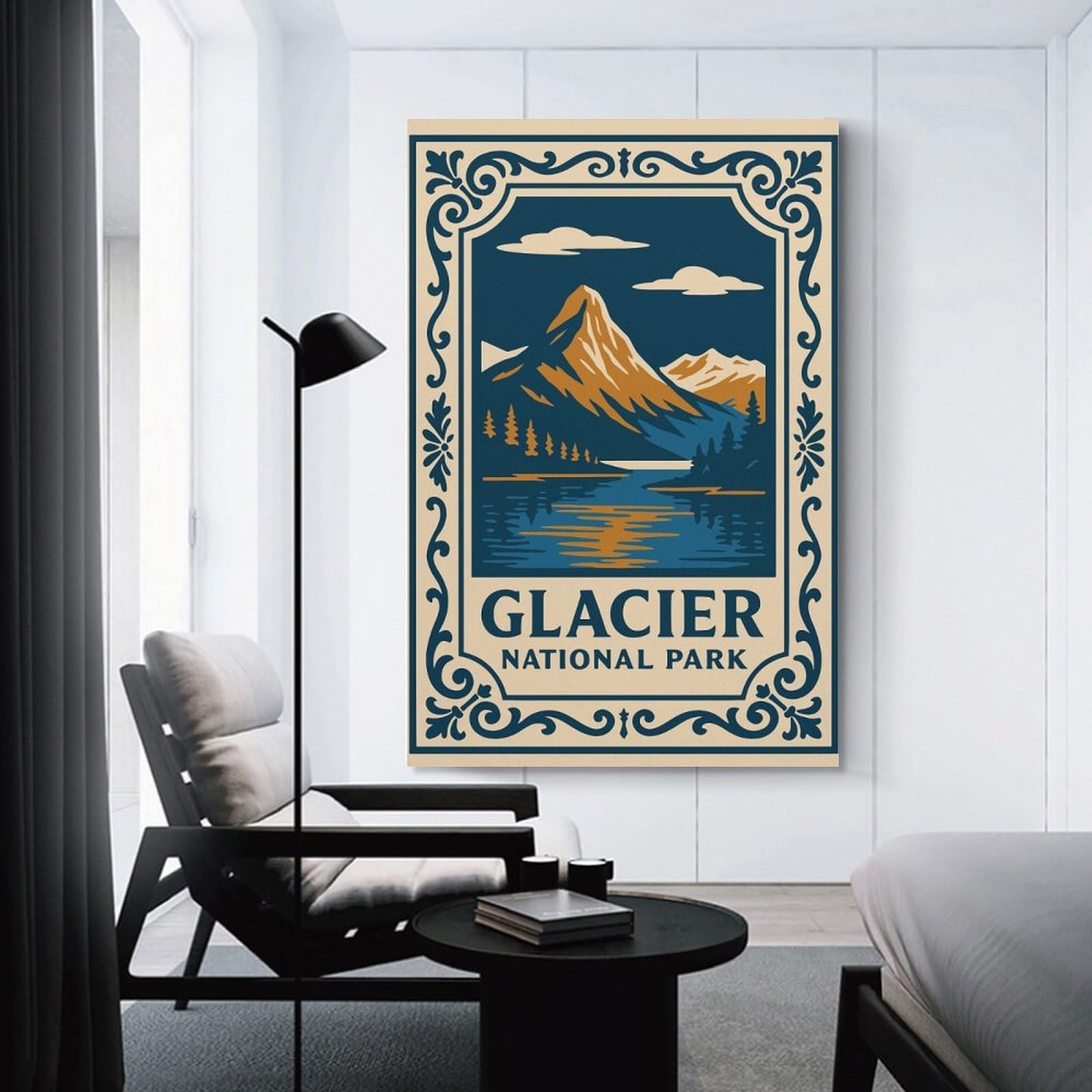 Junmoney Glacier National Park Vintage Style Room Decor Wall Art 16x24inch(40x60cm), for Wall Displays, Bedrooms Or Room Updates, Ideal for Building A Coordinated Art Wall