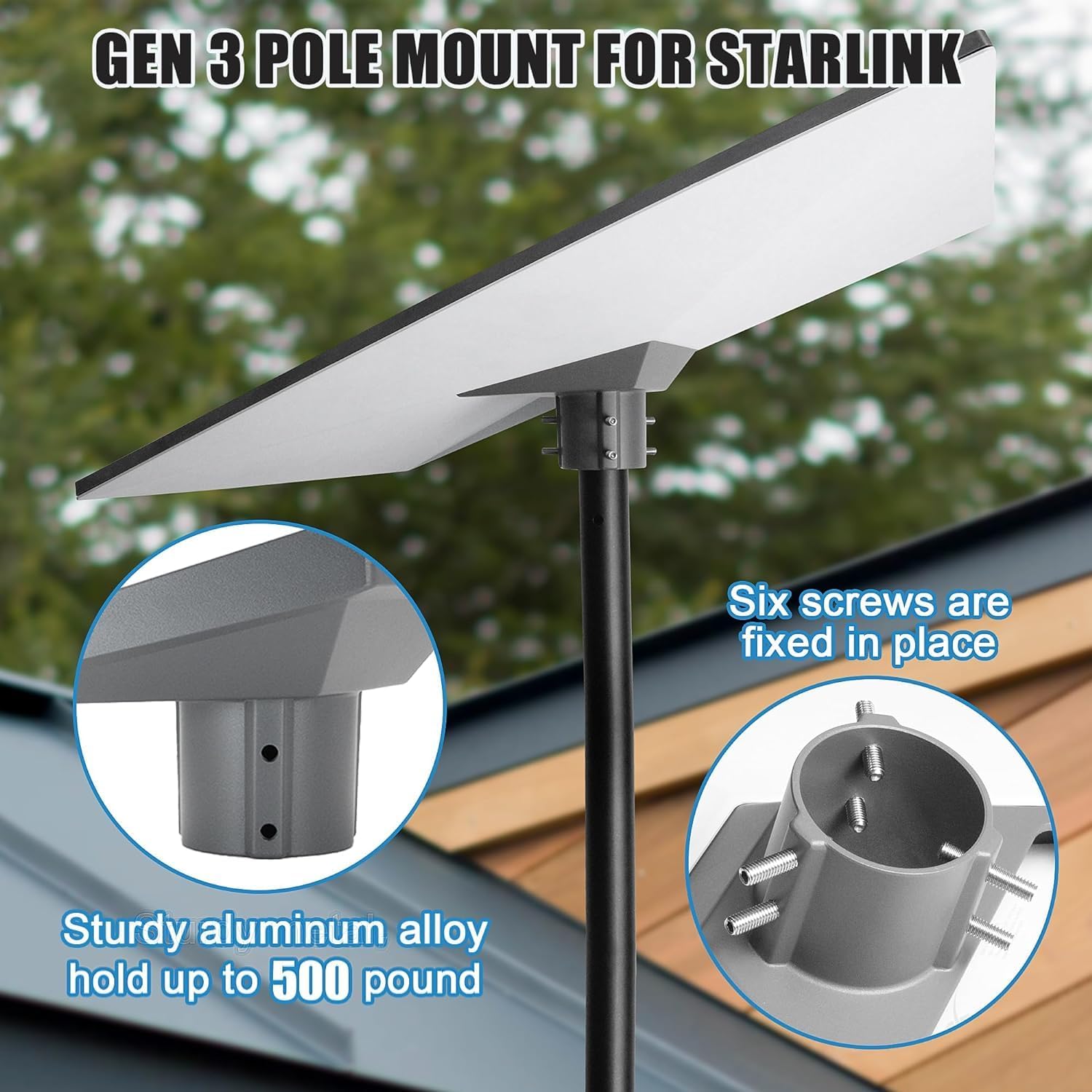 Starlink Gen 3 Pijpadapter – Aluminium – 360° Draaibaar, 20° Kantel – Past Op Palen 25-53 Mm – Voor V3 Schotel